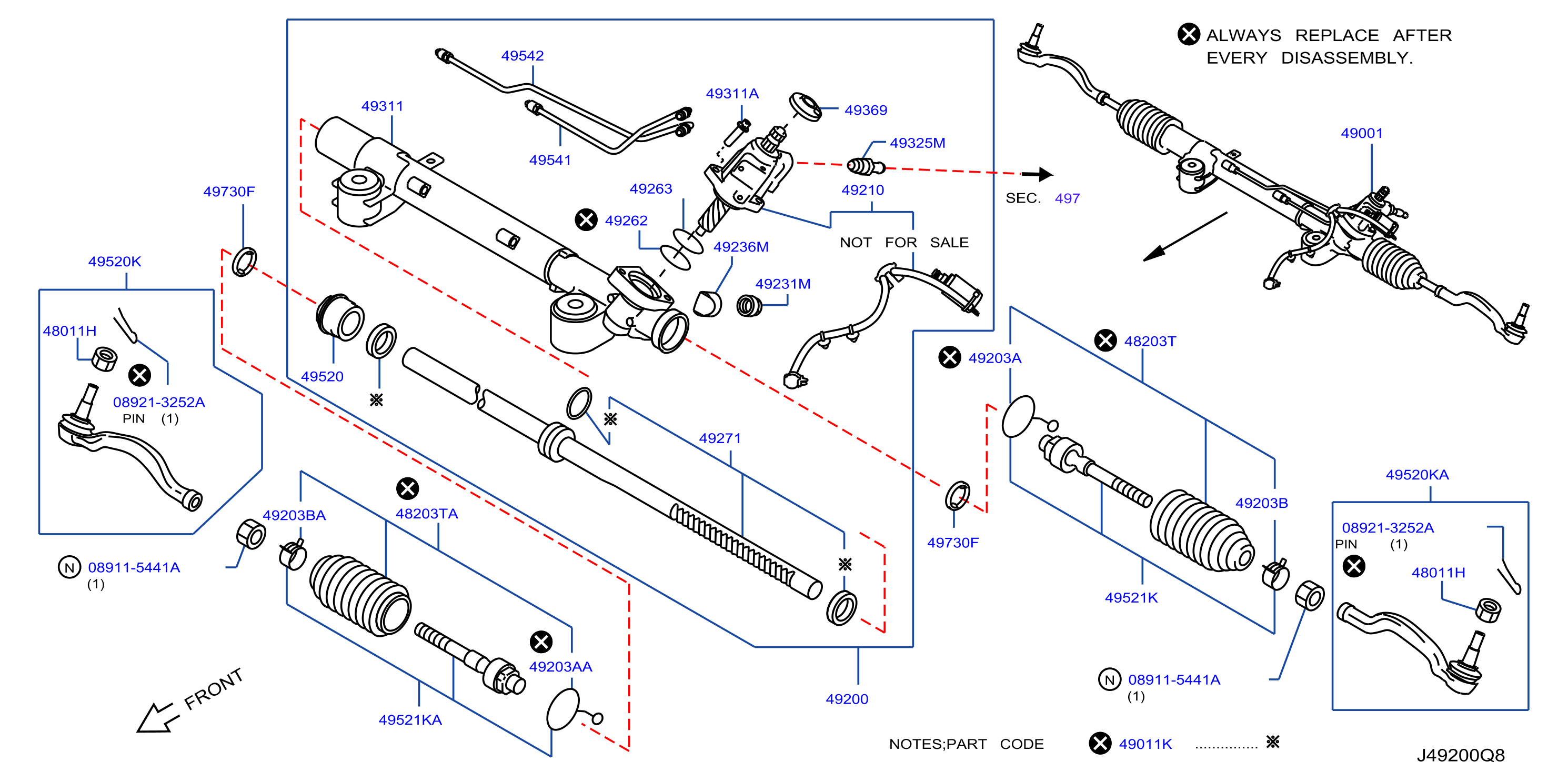 Diagram POWER STEERING GEAR for your INFINITI QX70  