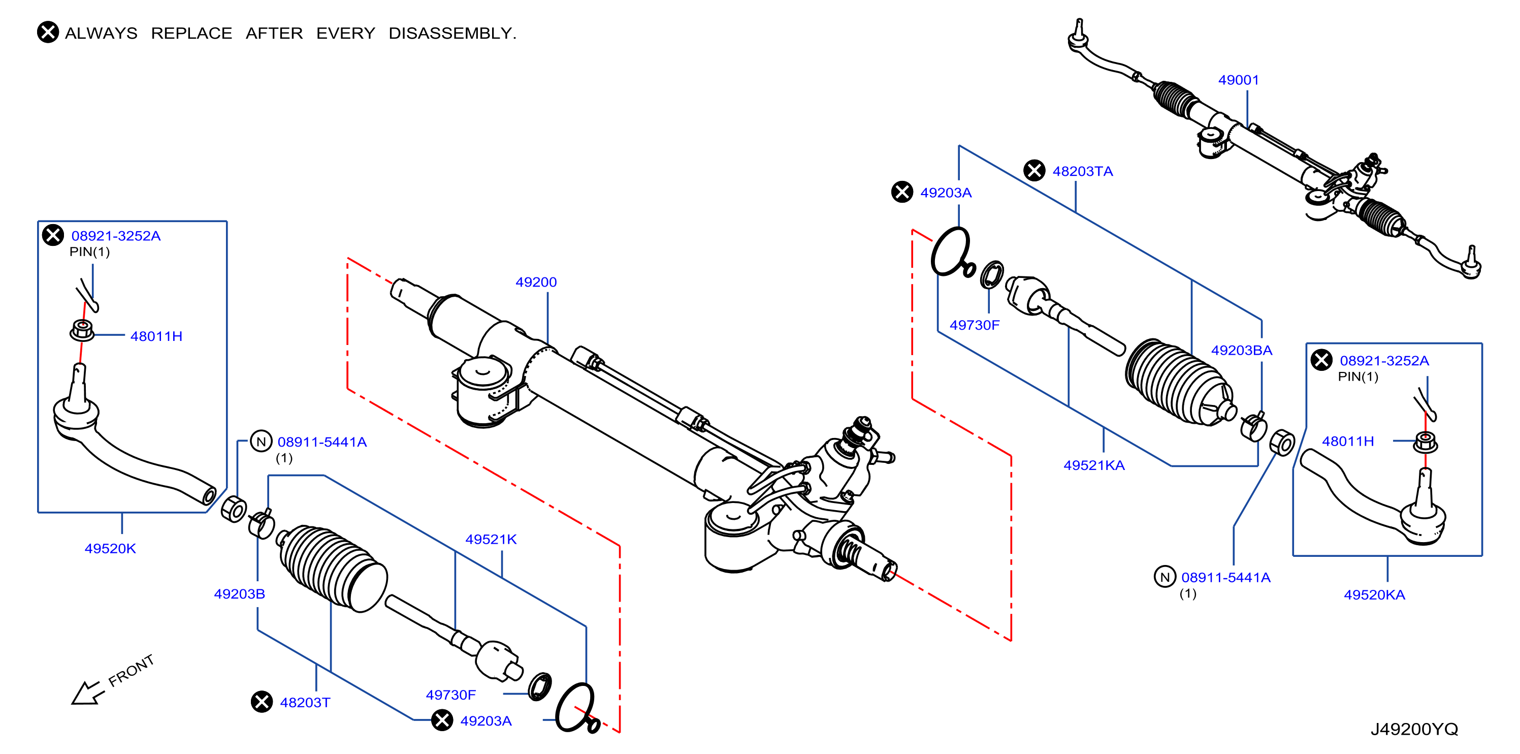 Diagram POWER STEERING GEAR for your 2019 INFINITI Q50   