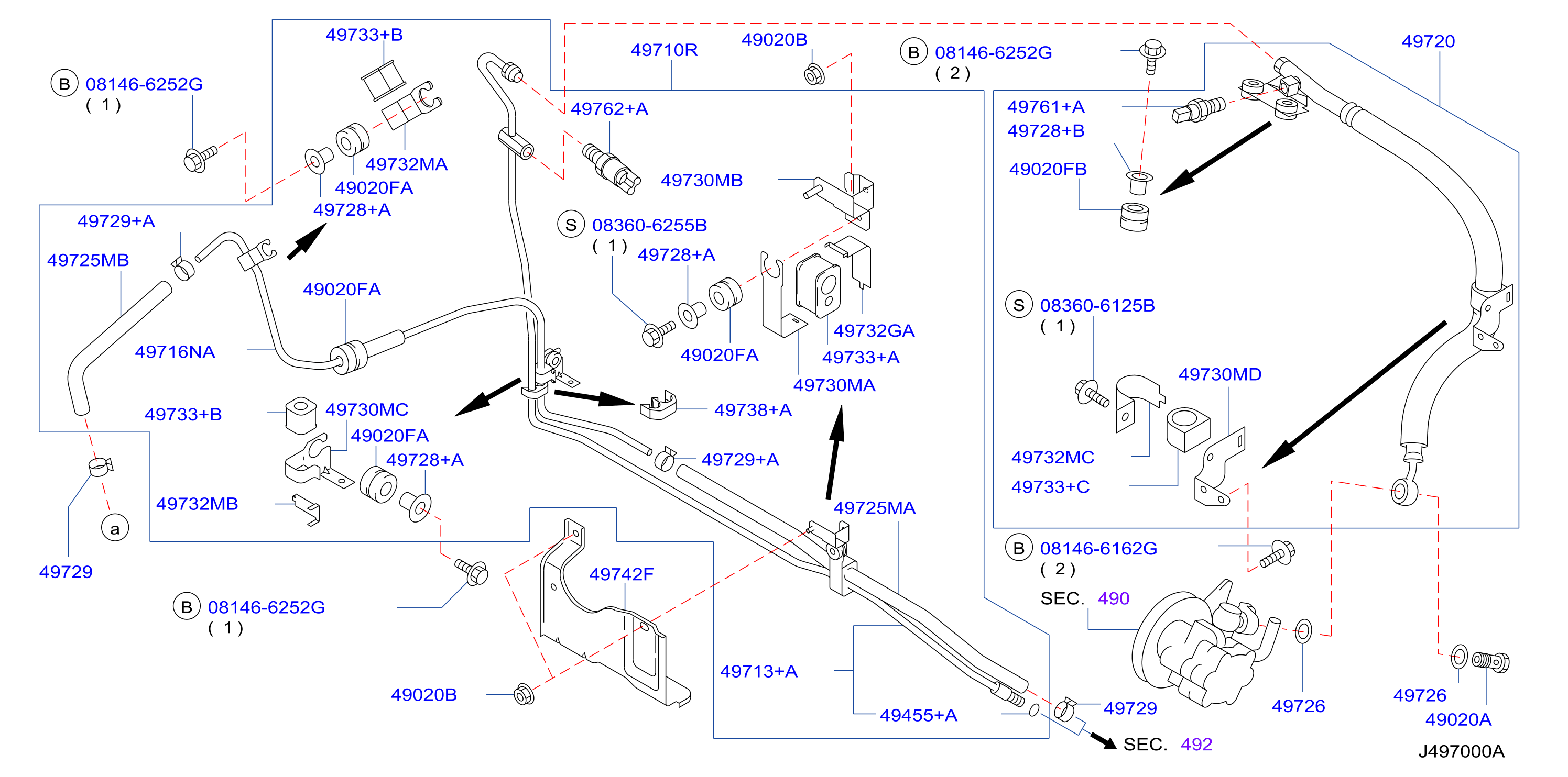 Diagram POWER STEERING PIPING for your 2006 Nissan Pathfinder   