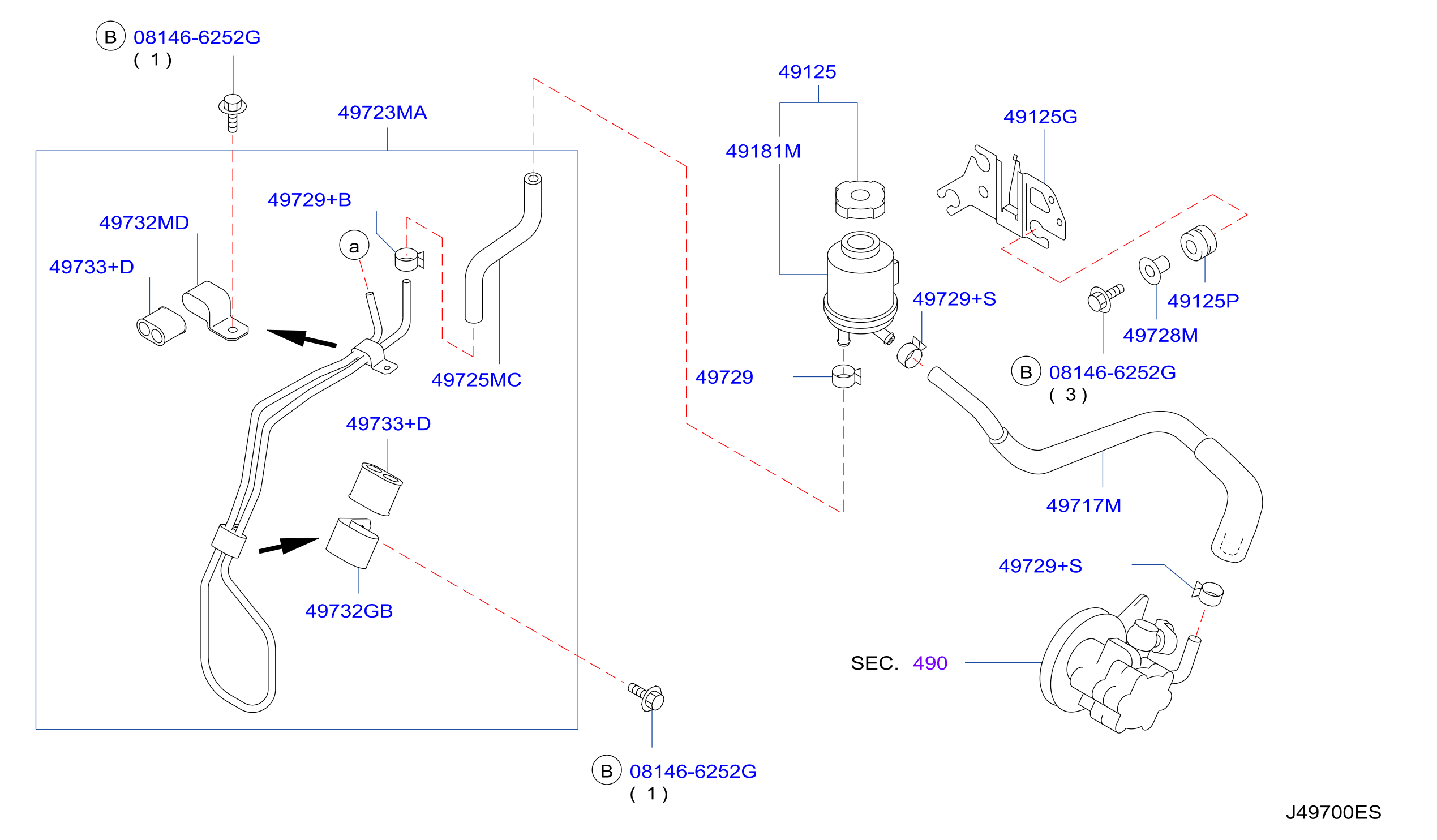 Diagram POWER STEERING PIPING for your 2006 Nissan Pathfinder   