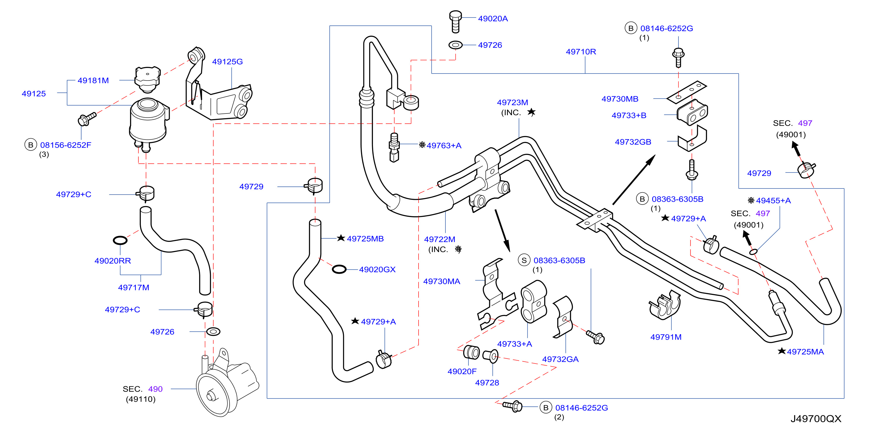 Diagram POWER STEERING PIPING for your INFINITI QX60  COMFORT