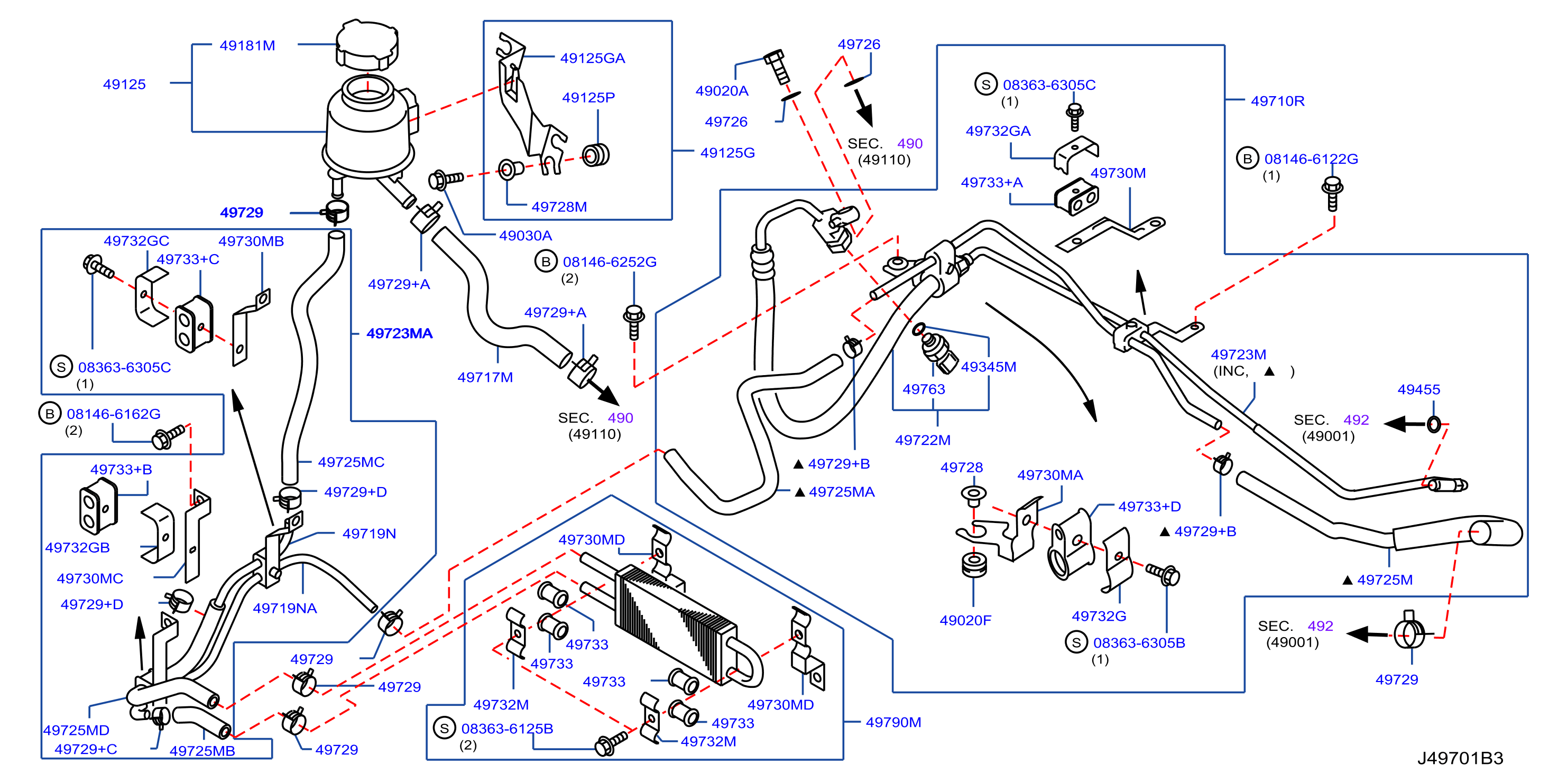Diagram POWER STEERING PIPING for your 2012 INFINITI QX80   