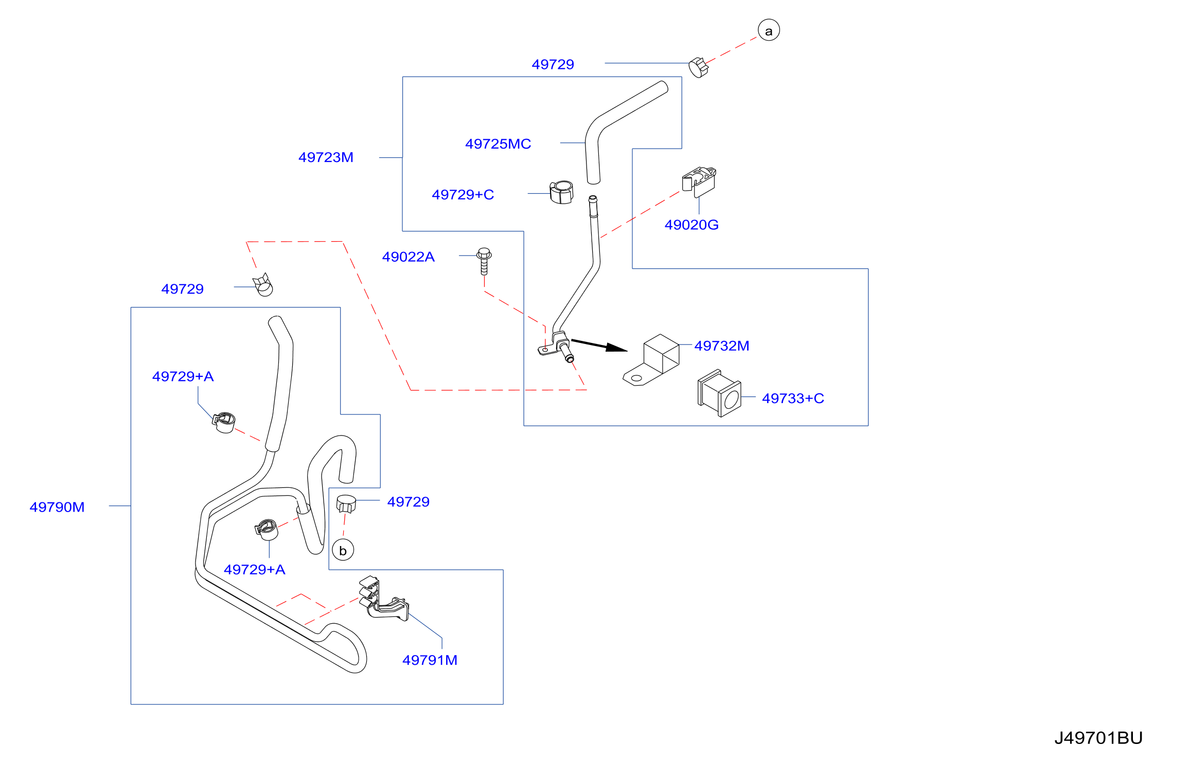 Diagram POWER STEERING PIPING for your 1996 Nissan Sentra   