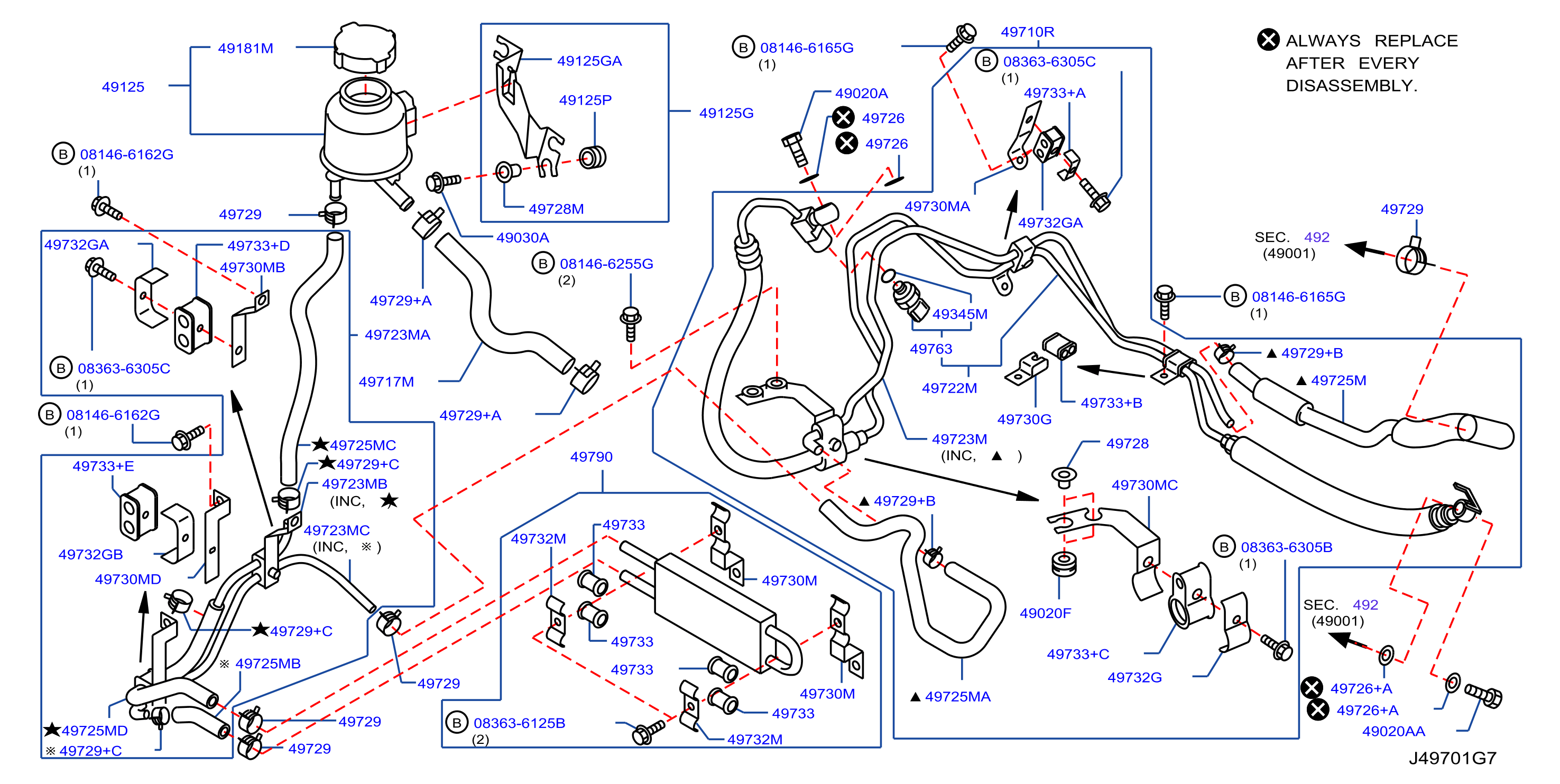 Diagram TUBERÍA DE LA DIRECCIÓN HIDRÁULICA for your INFINITI
