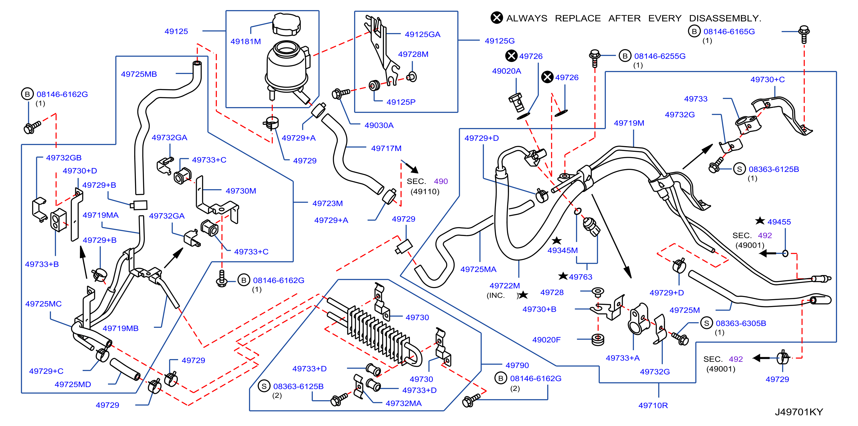 Diagram TUBERÍA DE LA DIRECCIÓN HIDRÁULICA for your 2018 INFINITI M37 Base  