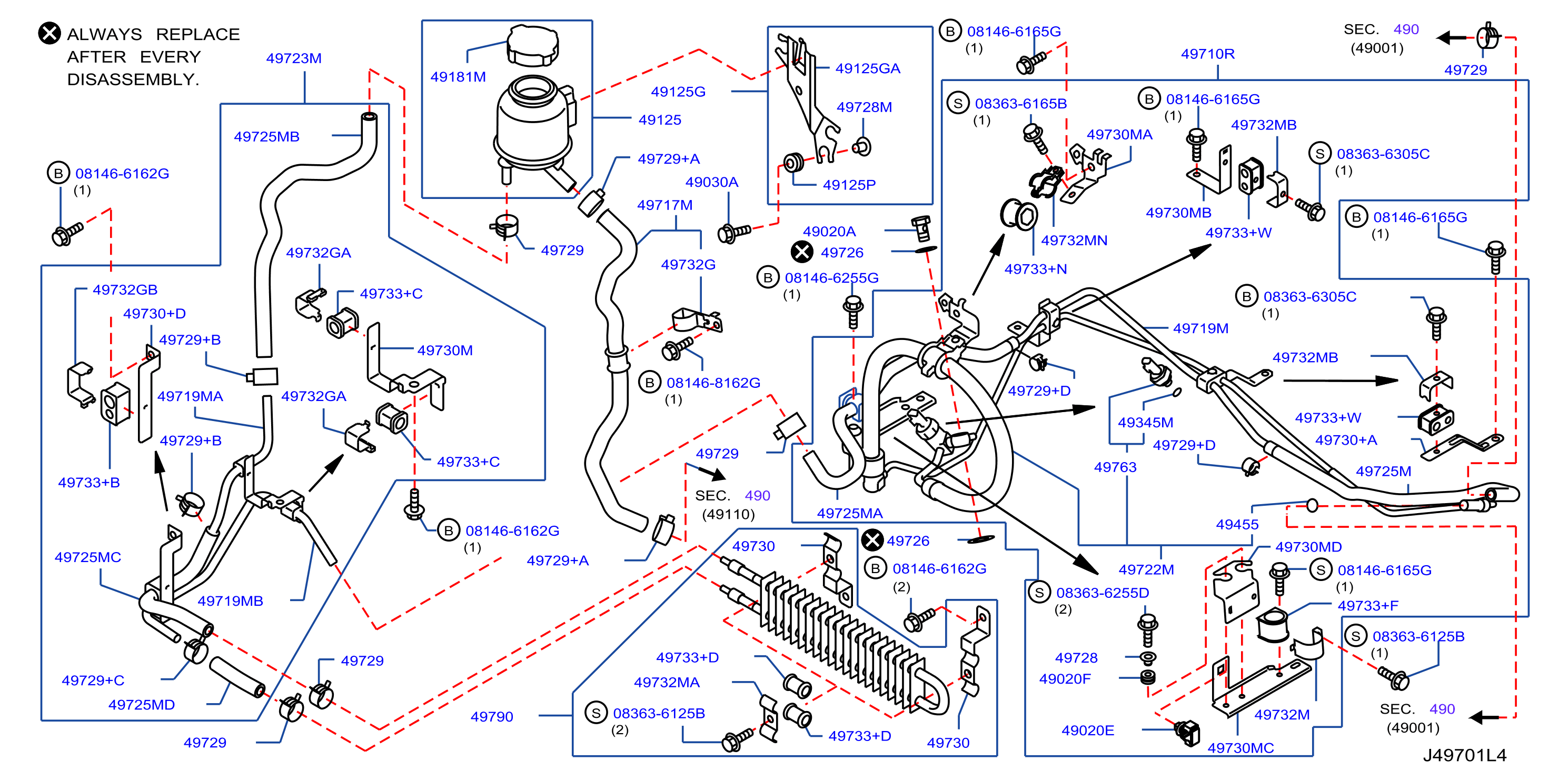 Diagram TUBERÍA DE LA DIRECCIÓN HIDRÁULICA for your 2011 INFINITI Q70 PREMIUM  