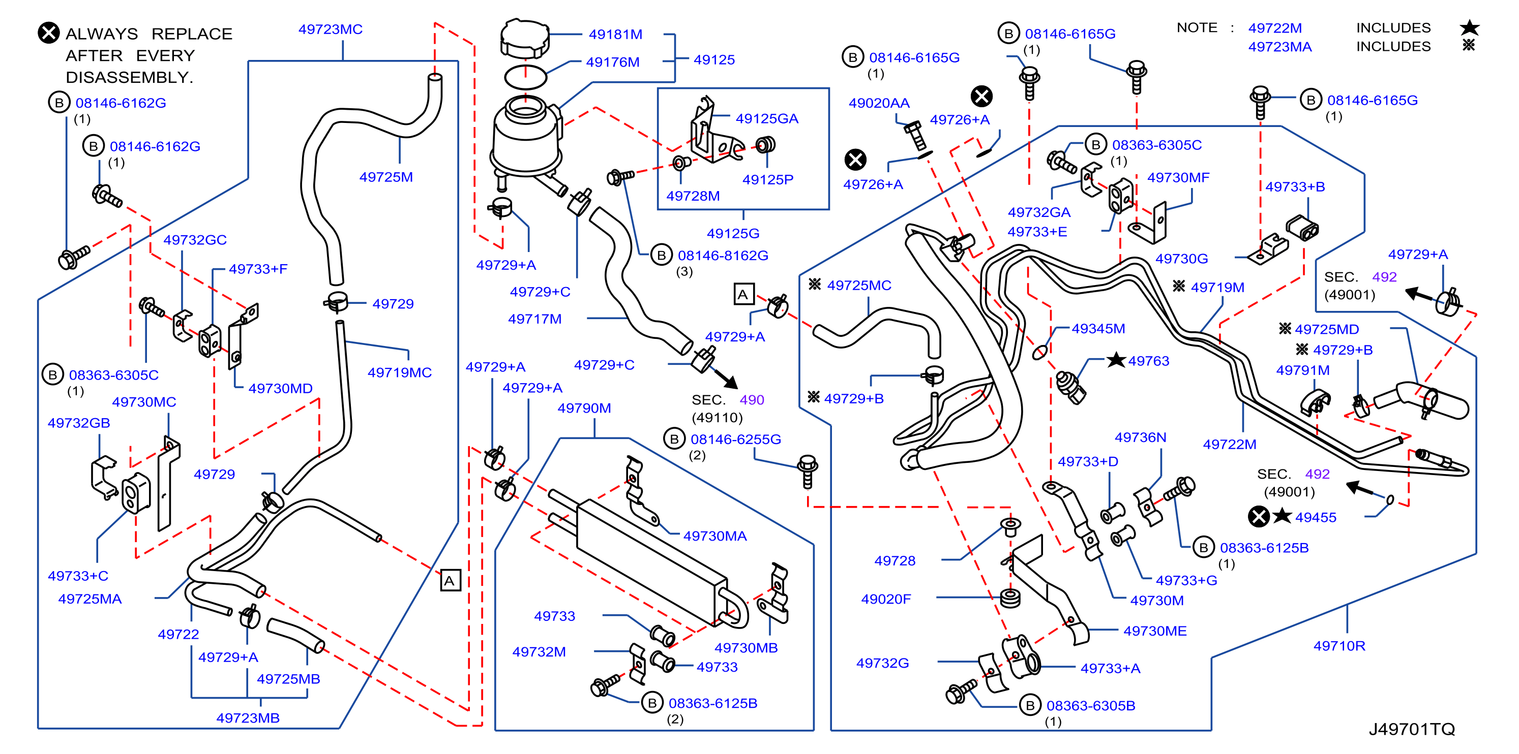 Diagram TUBERÍA DE LA DIRECCIÓN HIDRÁULICA for your INFINITI