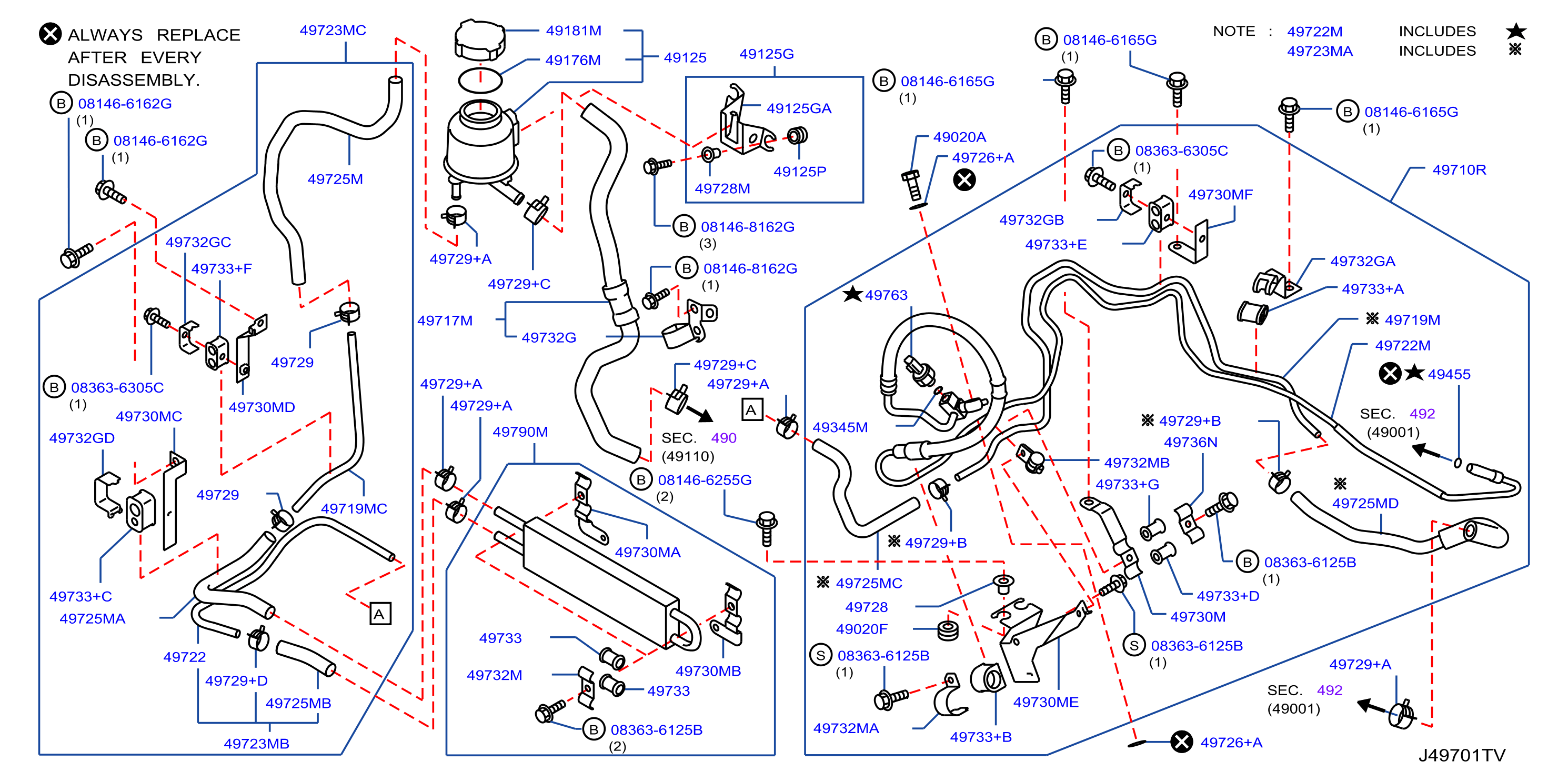 Diagram TUBERÍA DE LA DIRECCIÓN HIDRÁULICA for your INFINITI