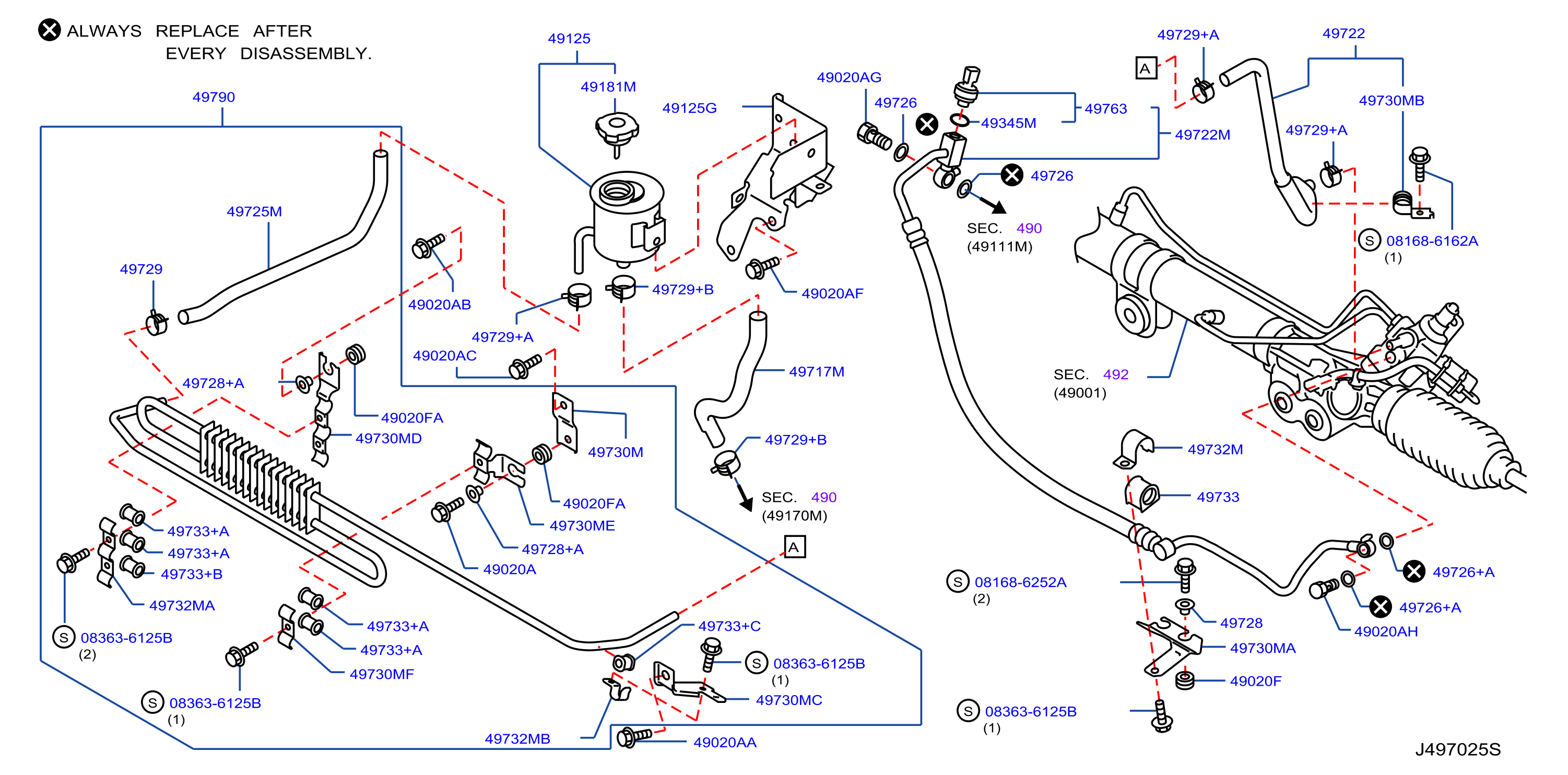 Diagram POWER STEERING PIPING for your 2010 Nissan Sentra   