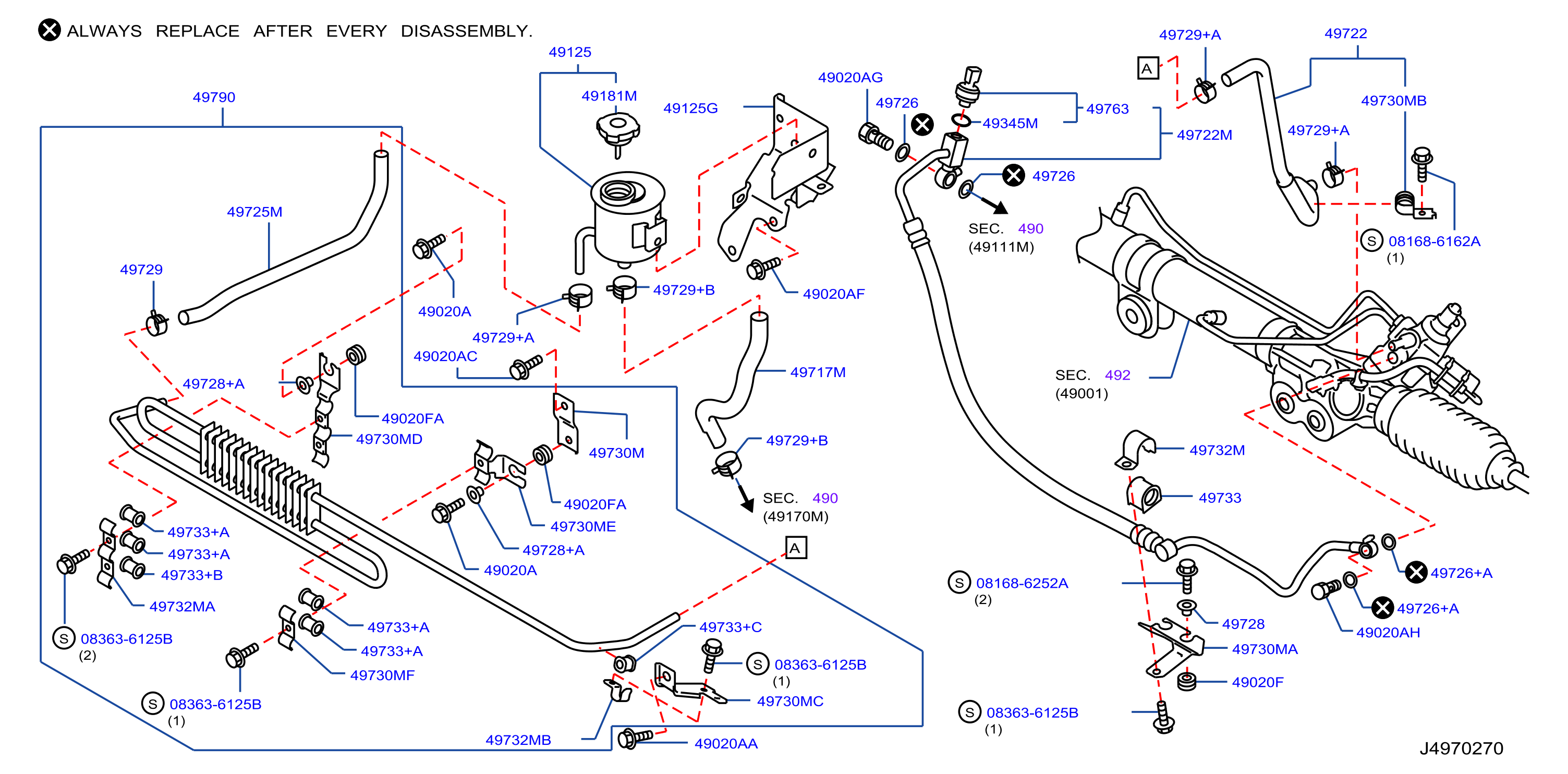 Diagram TUBERÍA DE LA DIRECCIÓN HIDRÁULICA for your INFINITI