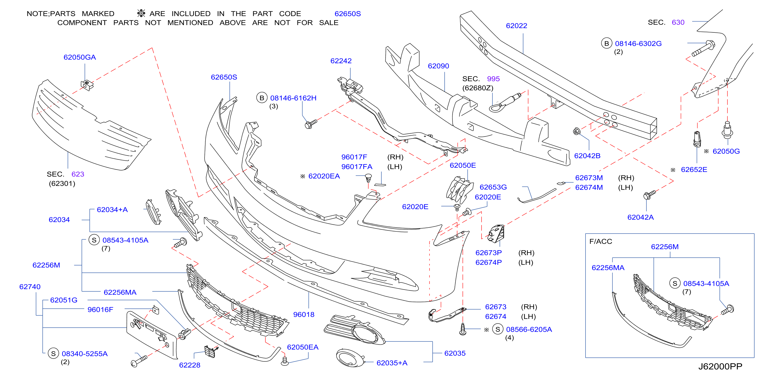 Diagram FRONT BUMPER for your INFINITI M45  