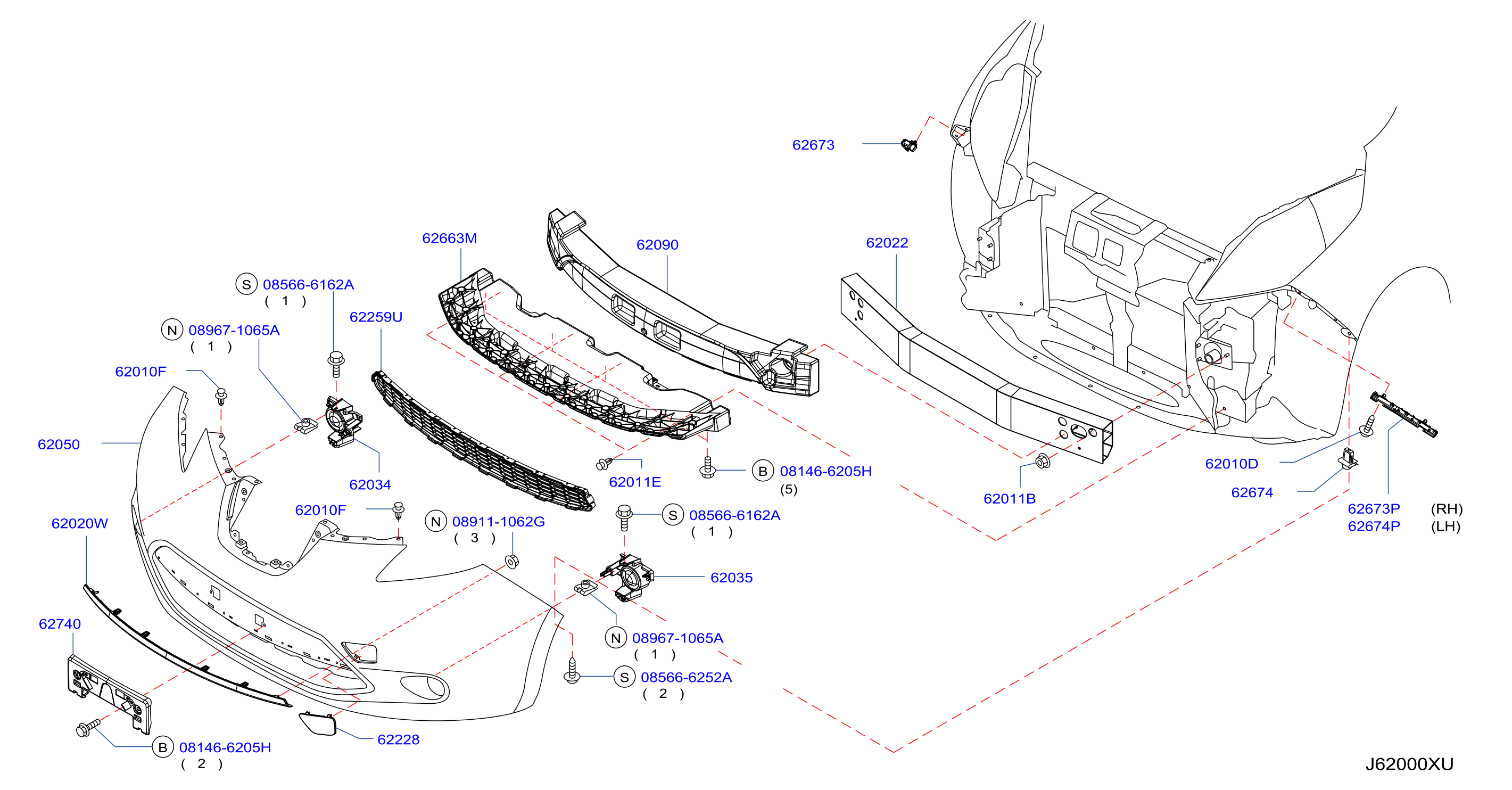 Diagram PARACHOQUES DELANTERO for your 2011 Nissan Rogue HATCHBACK 25SV  