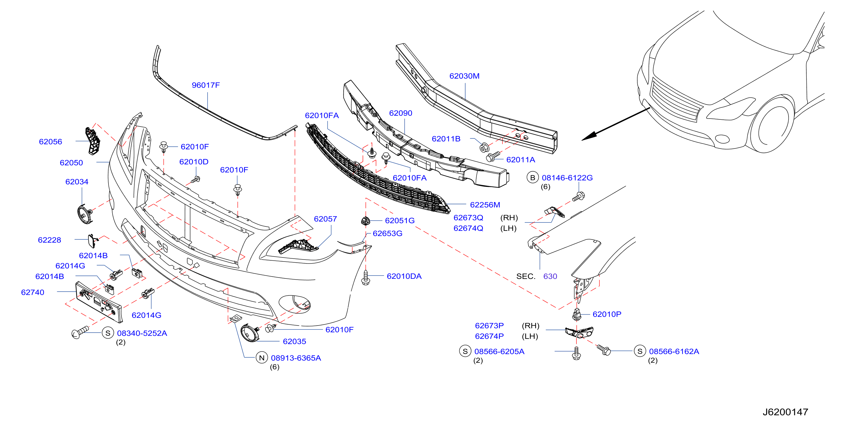 Diagram FRONT BUMPER for your 2007 INFINITI M35   