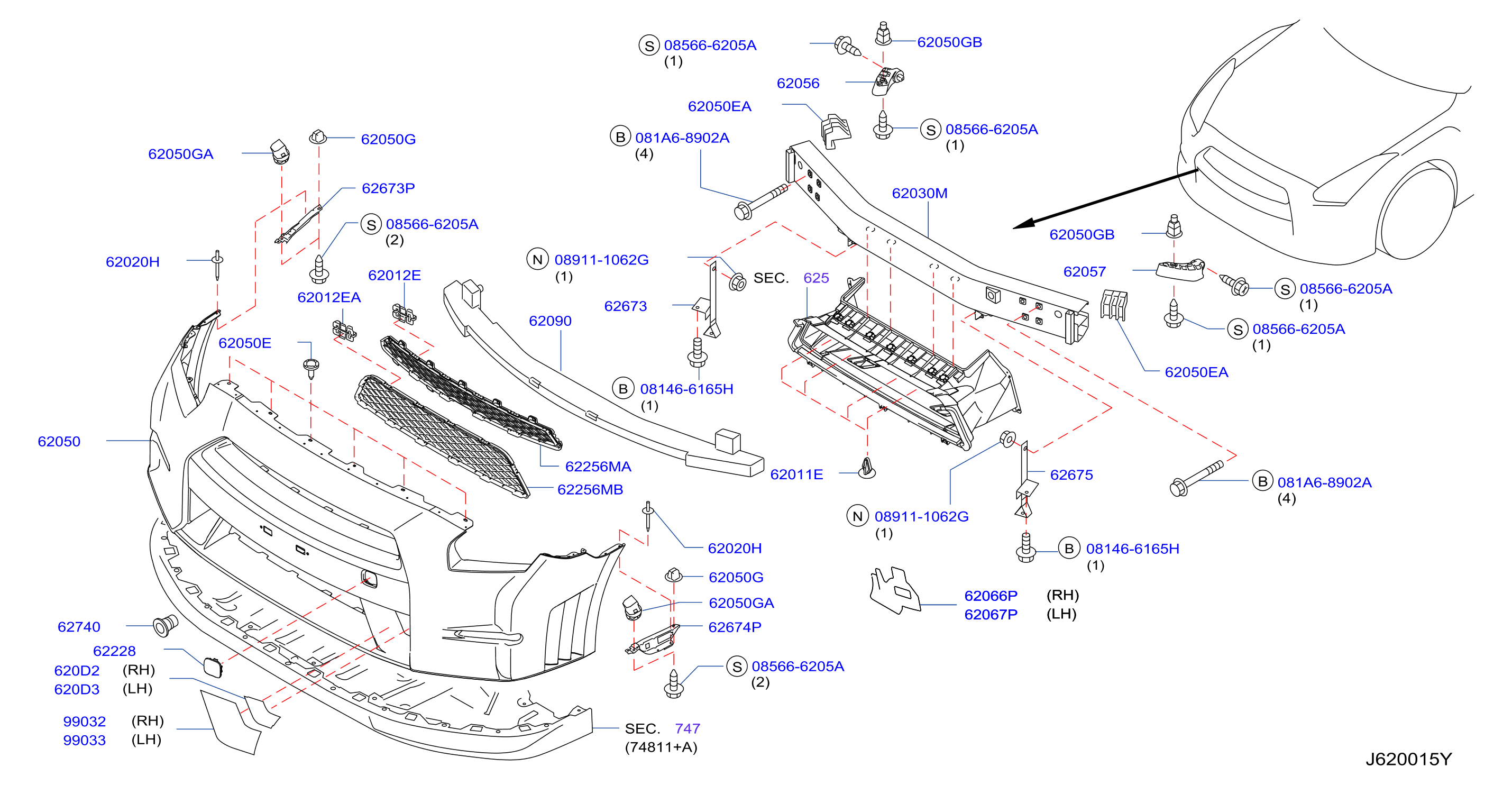 Diagram FRONT BUMPER for your Nissan