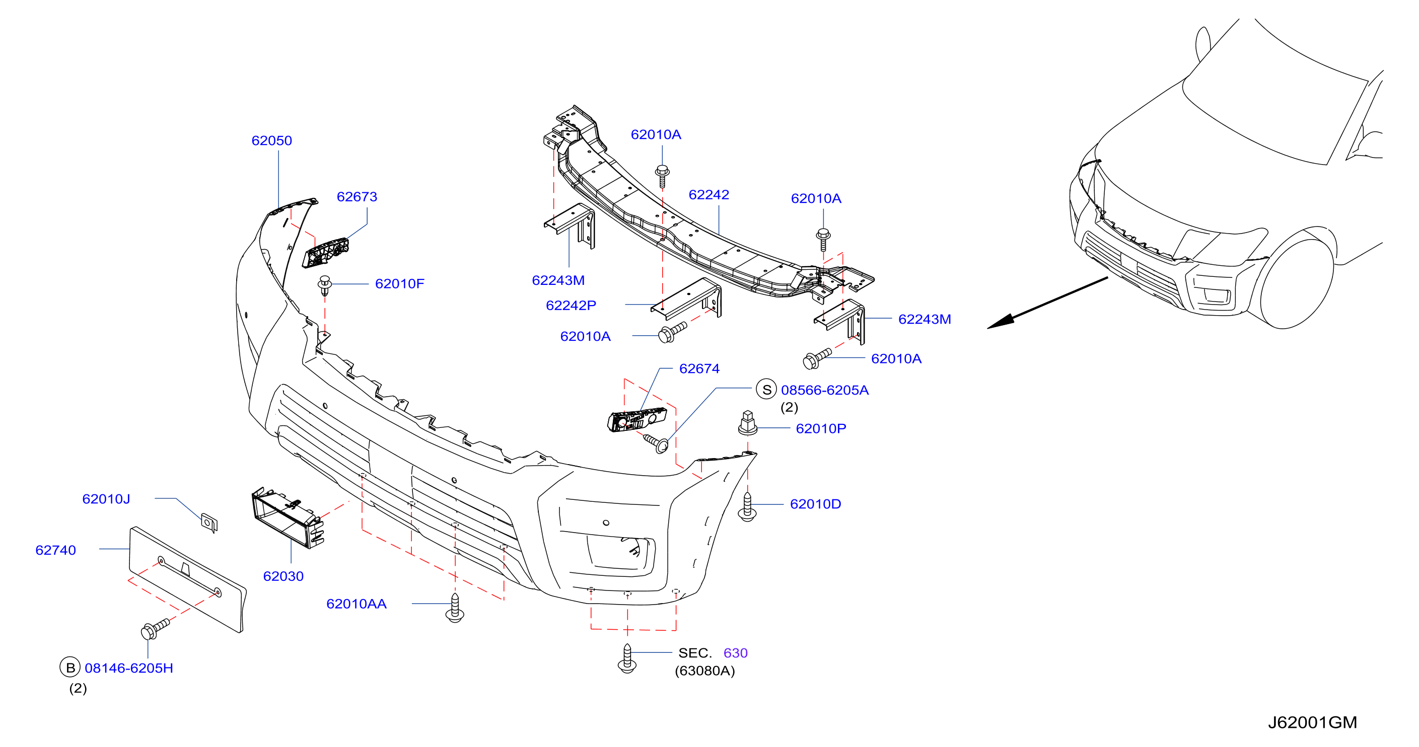 Diagram FRONT BUMPER for your Nissan Armada  