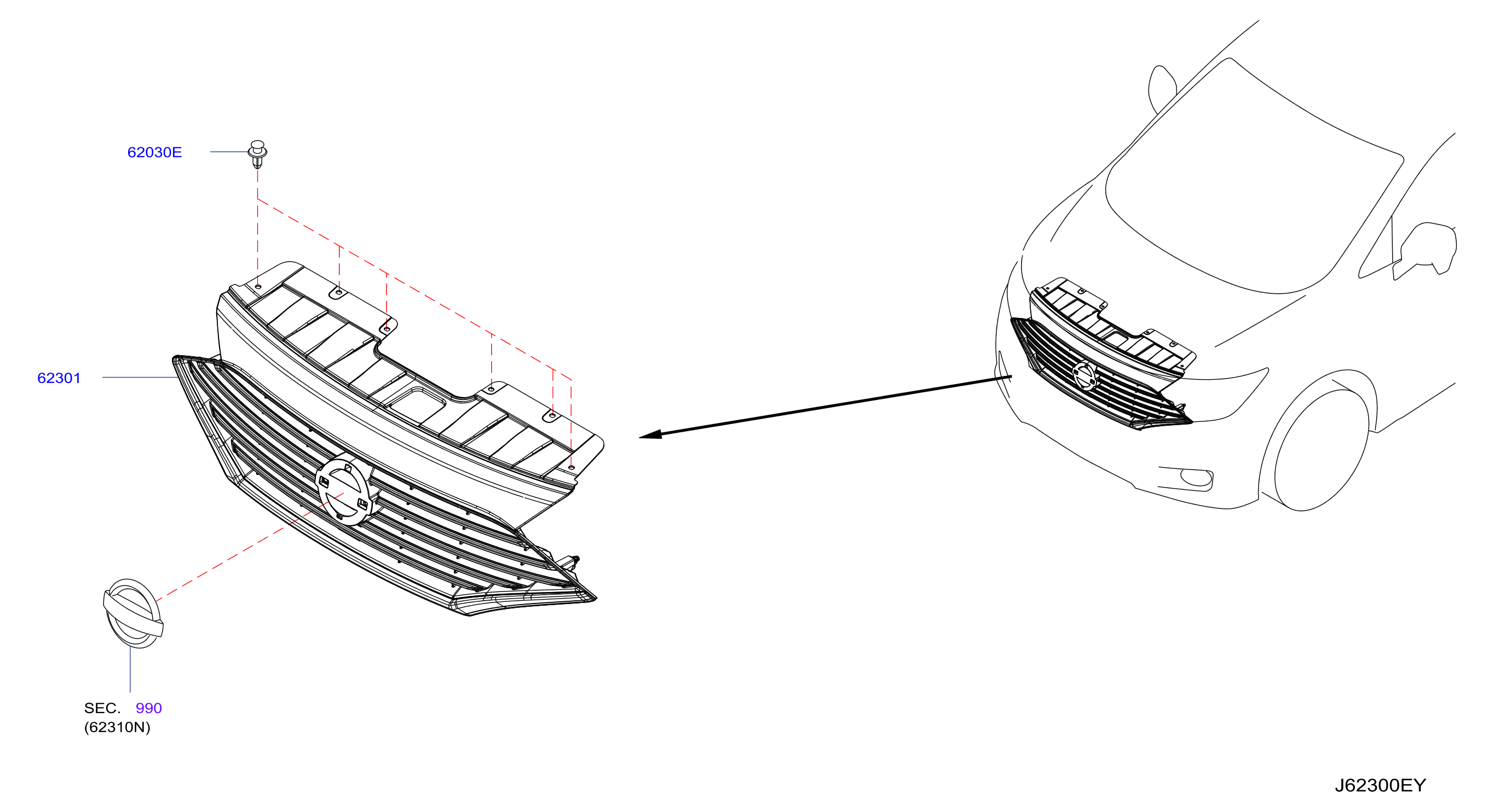 Diagram FRONT GRILLE for your Nissan NVT (Taxi)  