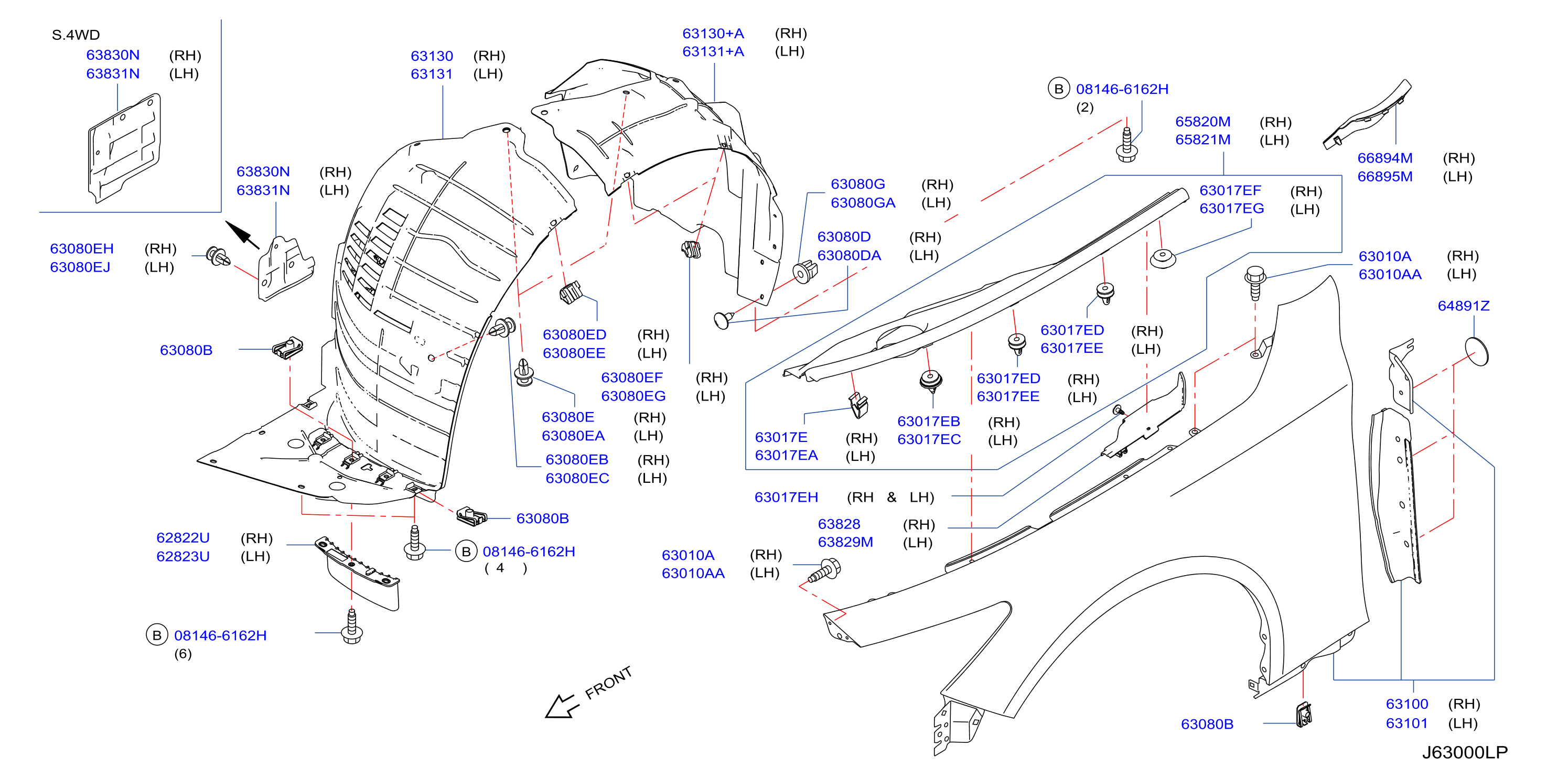 Diagram FRONT FENDER & FITTING for your 1995 INFINITI