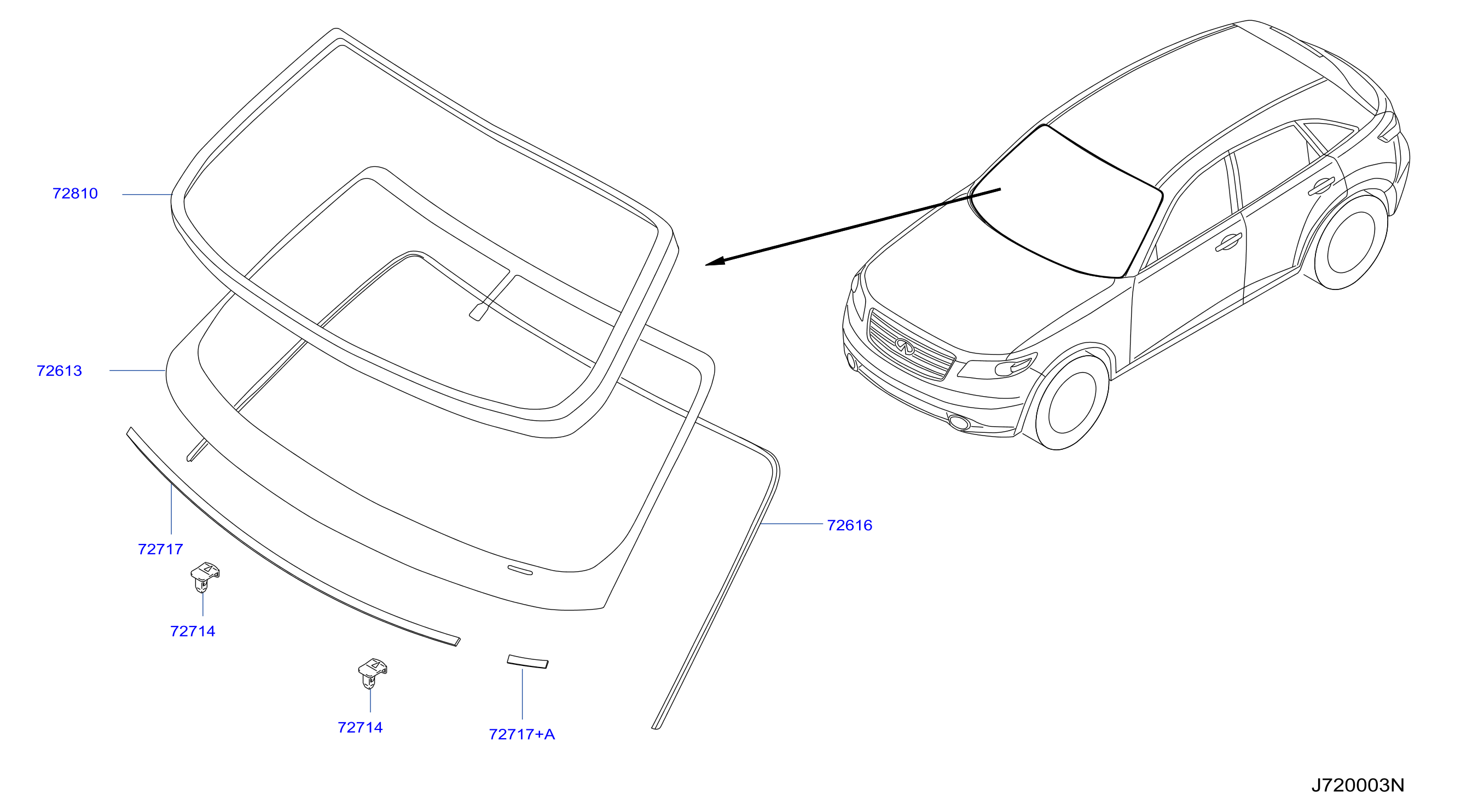 Diagram FRONT WINDSHIELD for your 2007 INFINITI FX45   