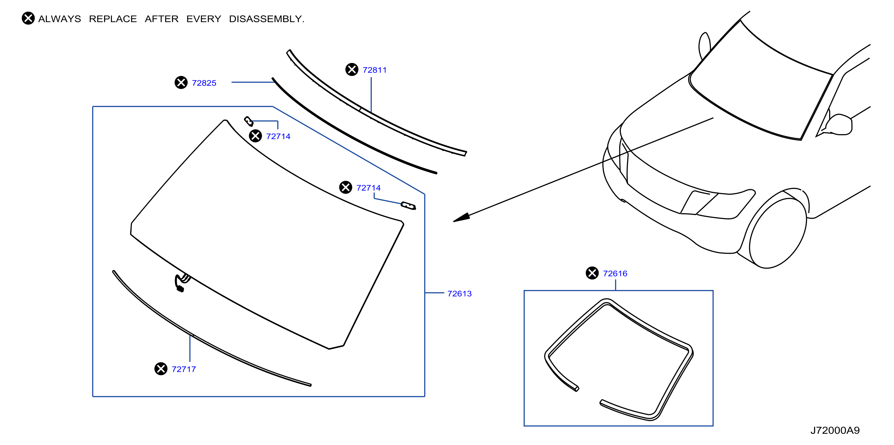 Diagram FRONT WINDSHIELD for your 2010 INFINITI EX35   