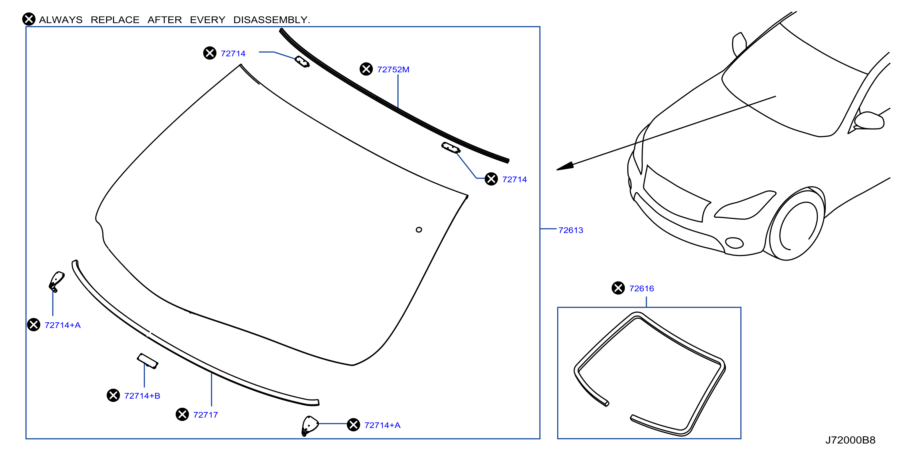 Diagram FRONT WINDSHIELD for your 2009 INFINITI Q70   