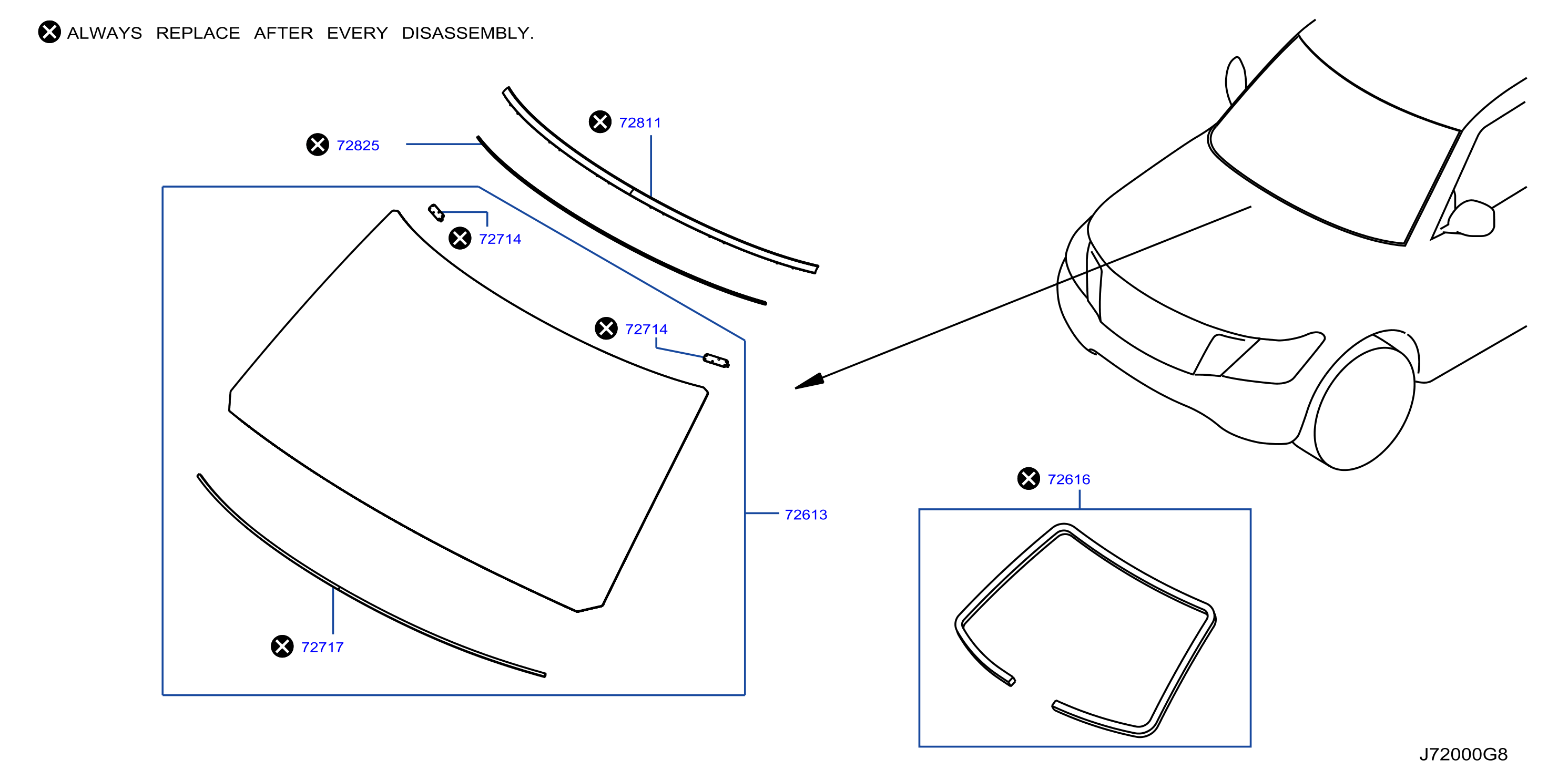 Diagram FRONT WINDSHIELD for your Nissan Armada  