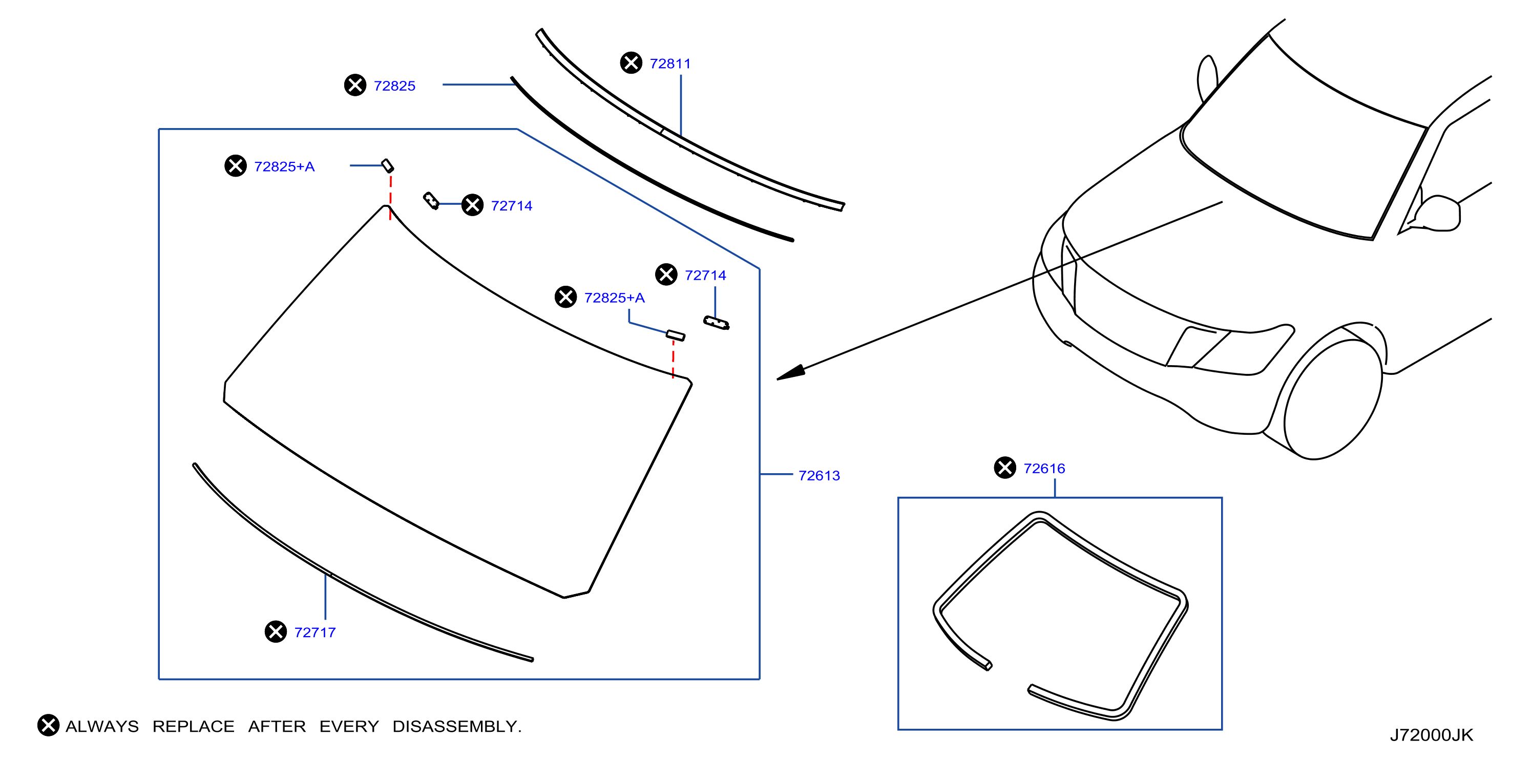 Diagram FRONT WINDSHIELD for your 2014 Nissan Armada   