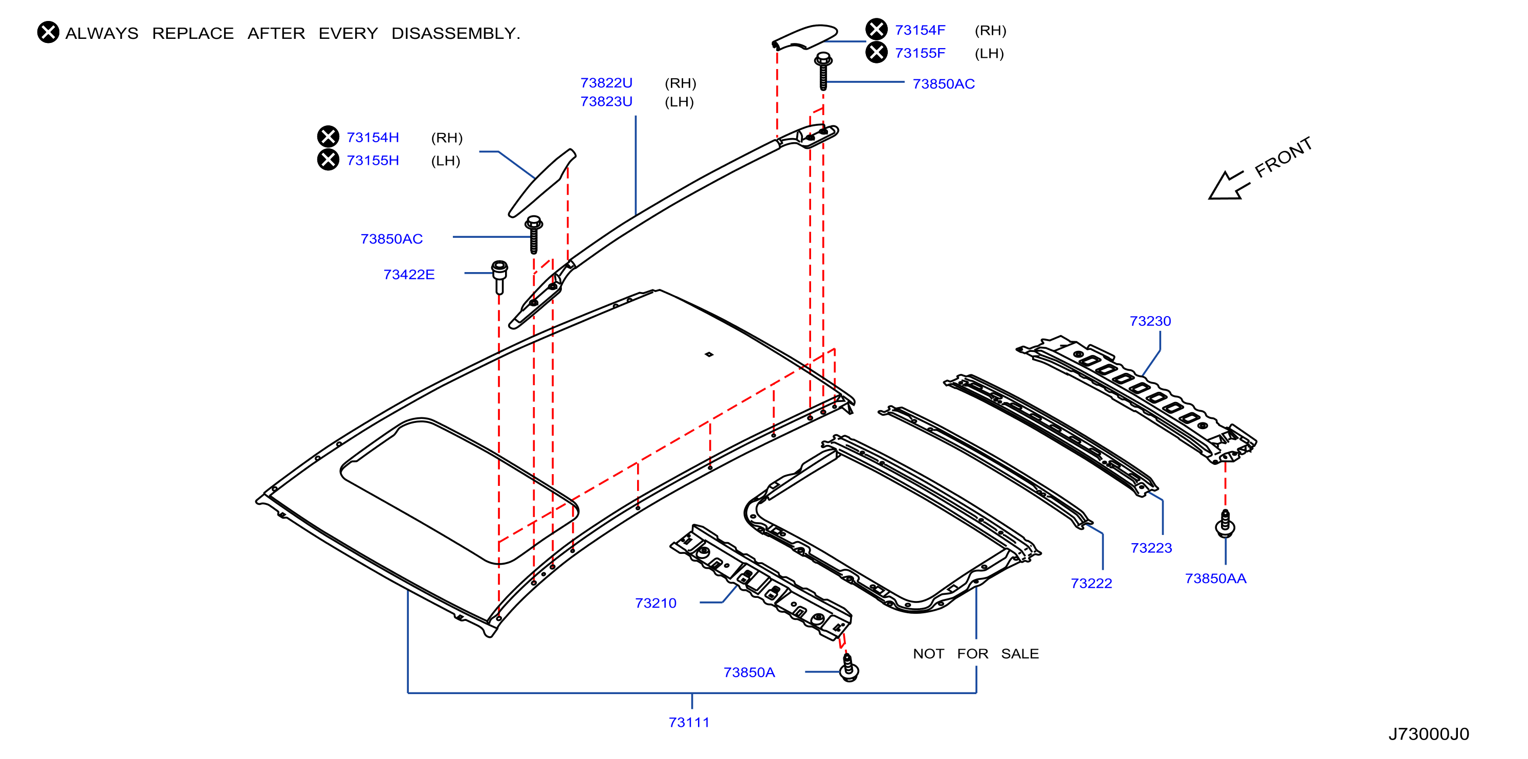 Diagram ROOF PANEL & FITTING for your 2012 Nissan Rogue   