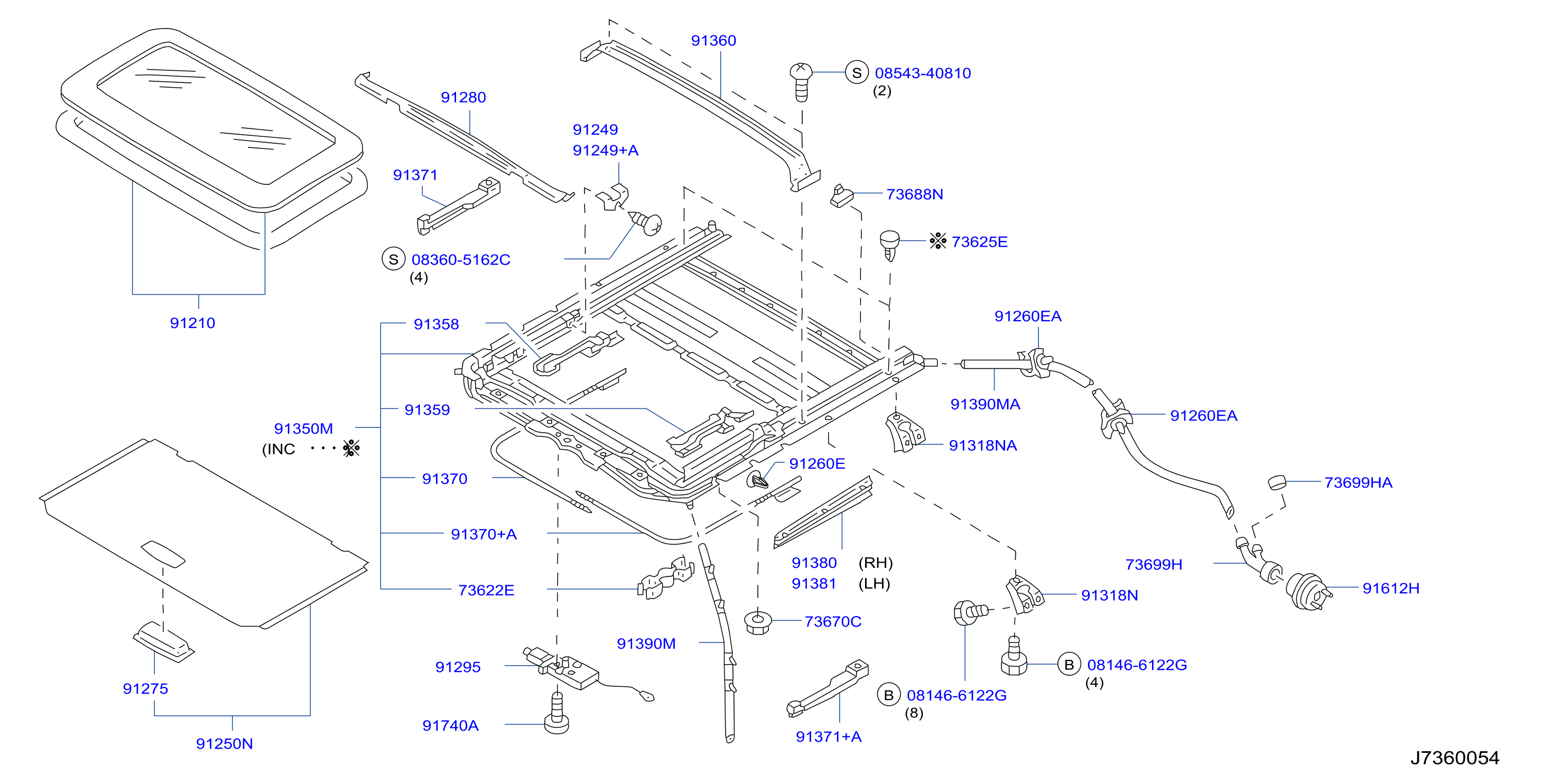 Diagram PIEZAS DE LA ESCOTILLA DE TECHO for your 2015 INFINITI M37 SPORTPRE  