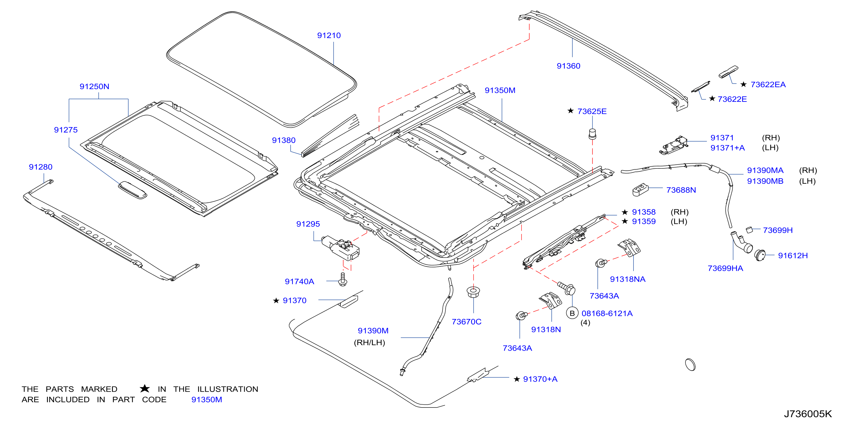 Diagram SUN ROOF PARTS for your INFINITI