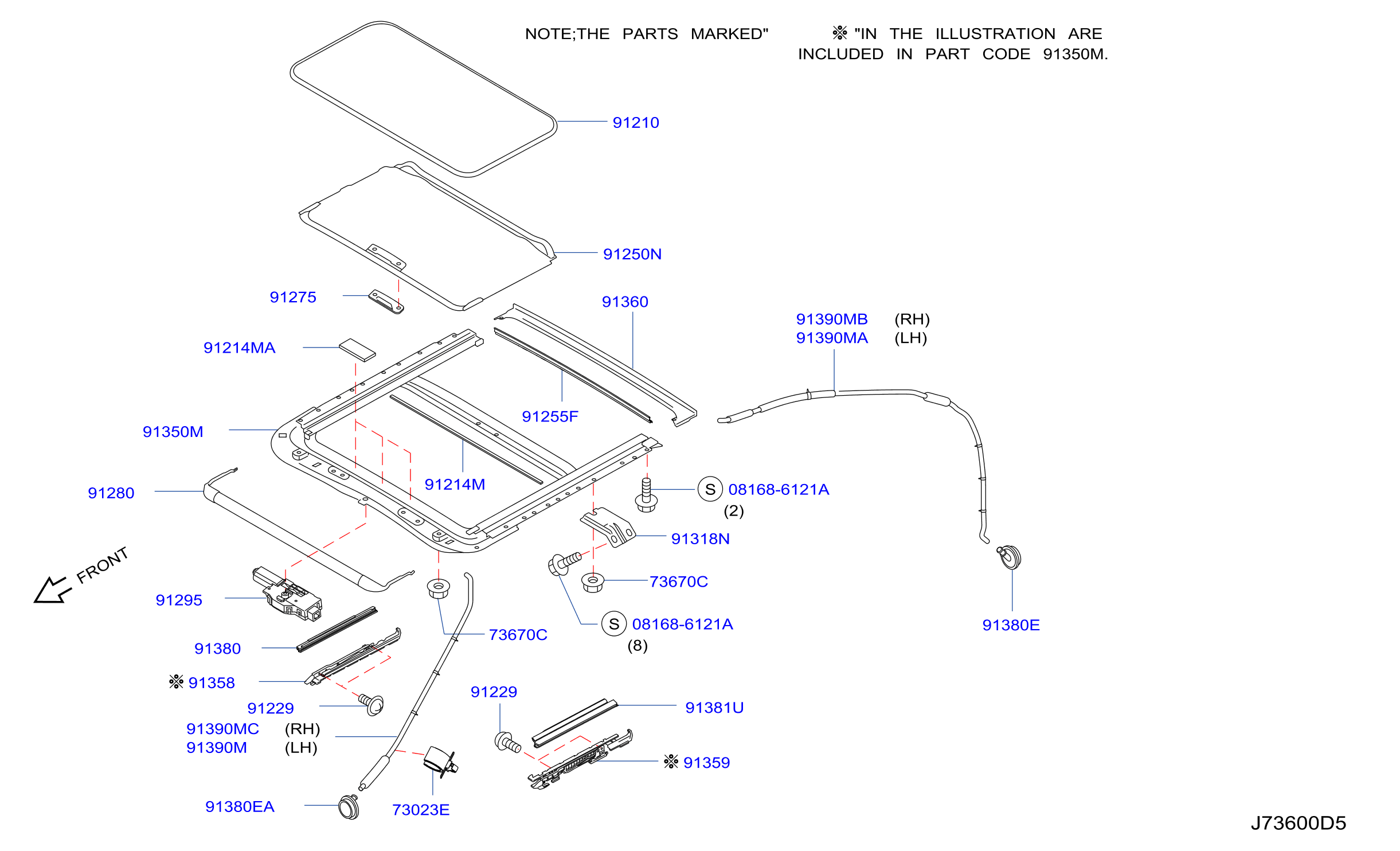 Diagram SUN ROOF PARTS for your 2011 INFINITI M37  SPORT PREMIUM 