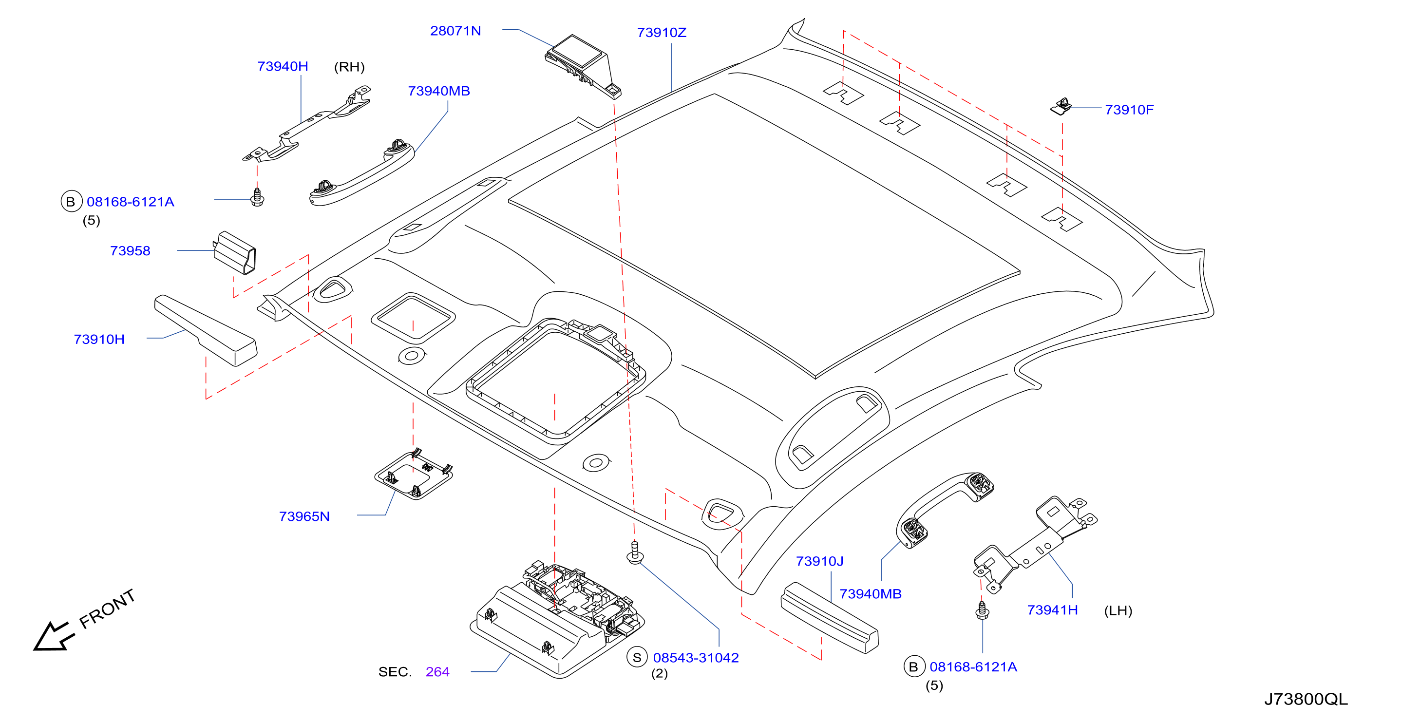 Diagram GUARNICIÓN DEL TECHO for your 2011 INFINITI G37X  3.7L V6 AT AWD 
