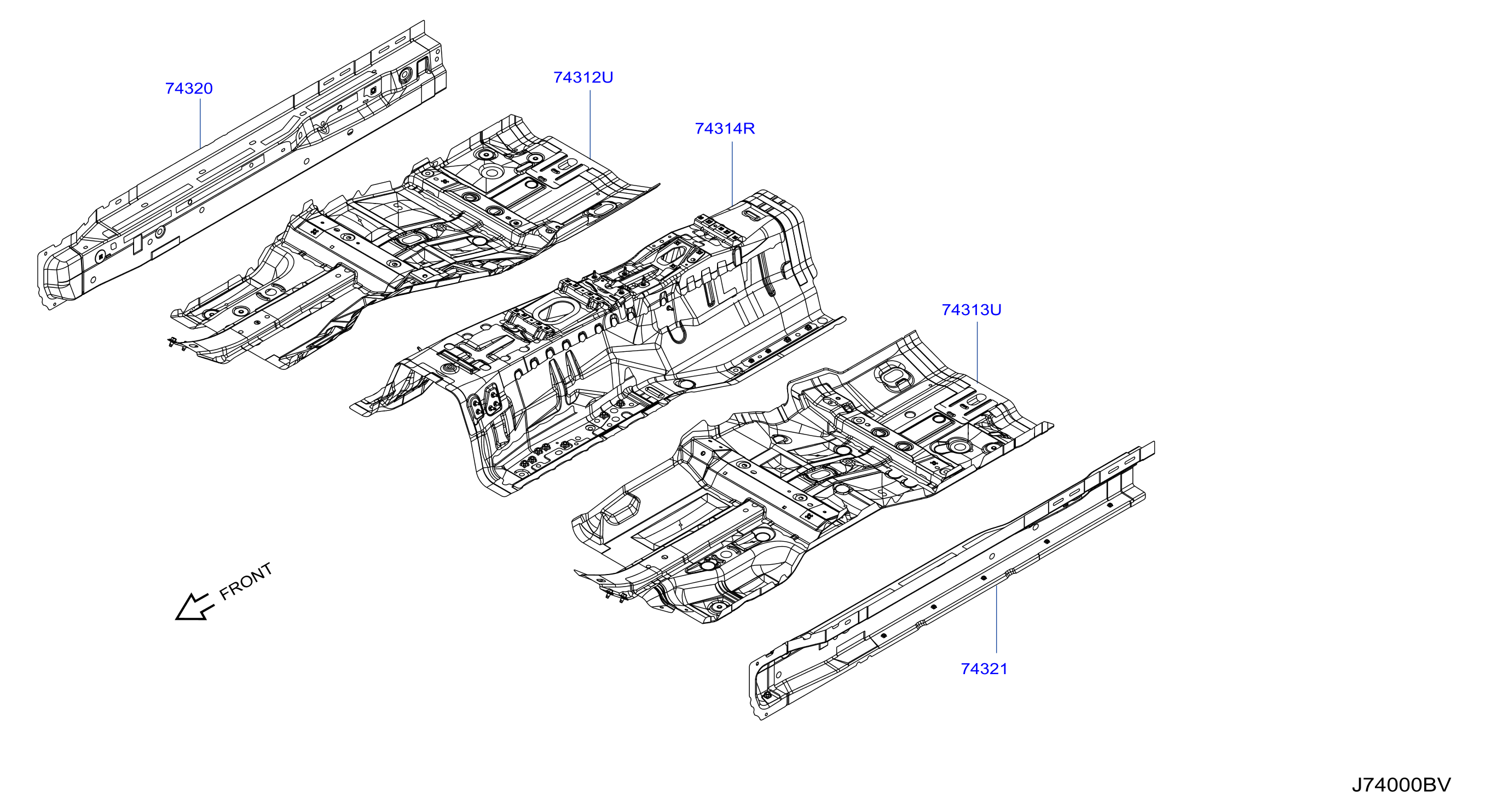 Diagram FLOOR PANEL for your 2011 INFINITI Q70   