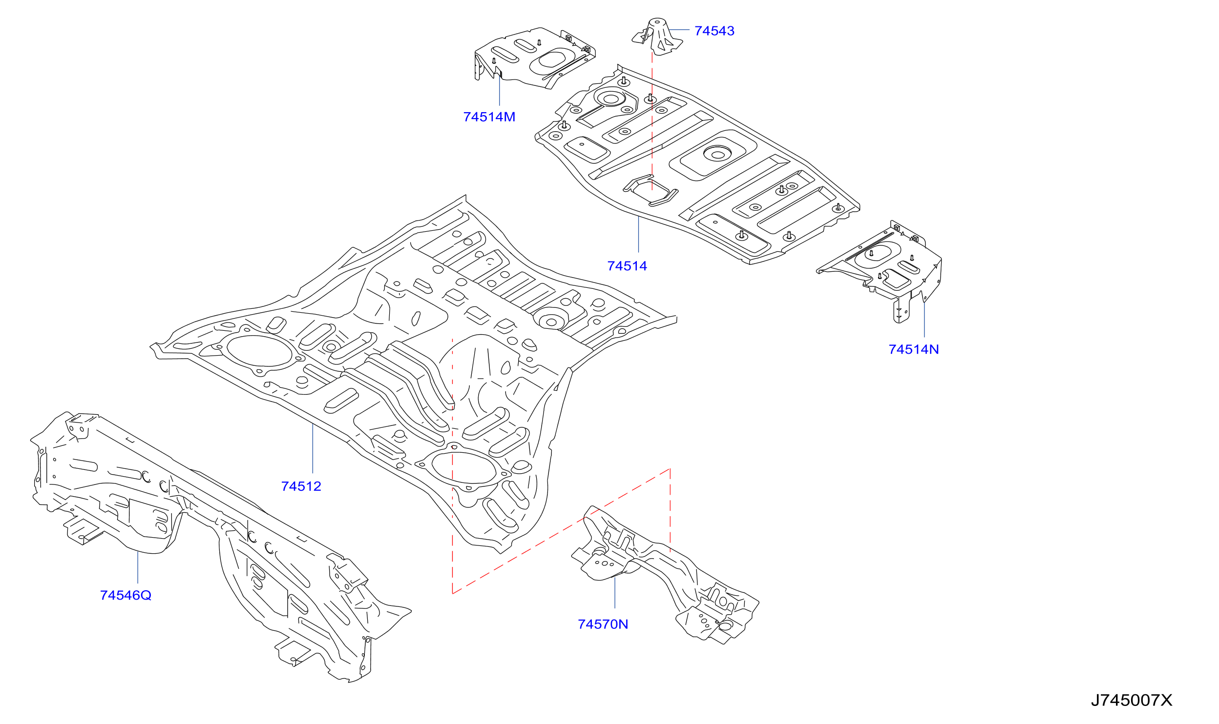 Diagram FLOOR PANEL (REAR) for your 2008 INFINITI Q60   