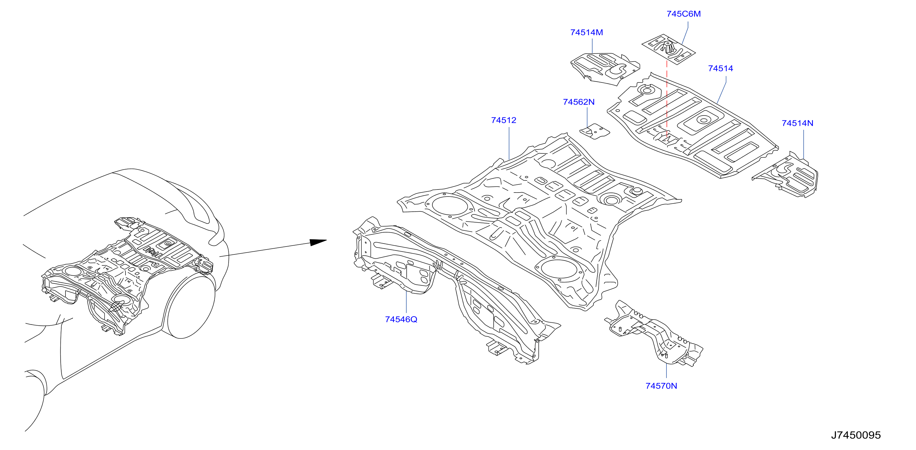 Diagram FLOOR PANEL (REAR) for your 2008 INFINITI M35   