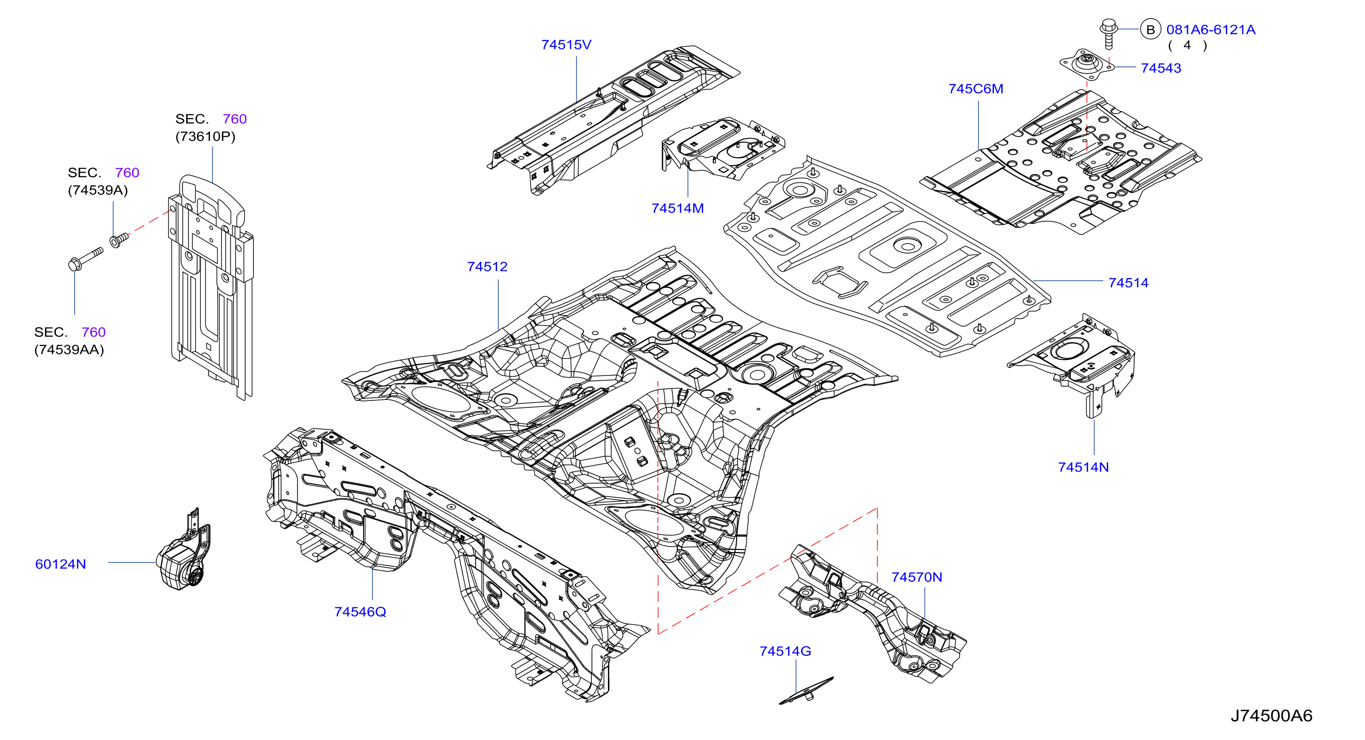 Diagram FLOOR PANEL (REAR) for your 2008 INFINITI M45  SEDAN SPORTEC 