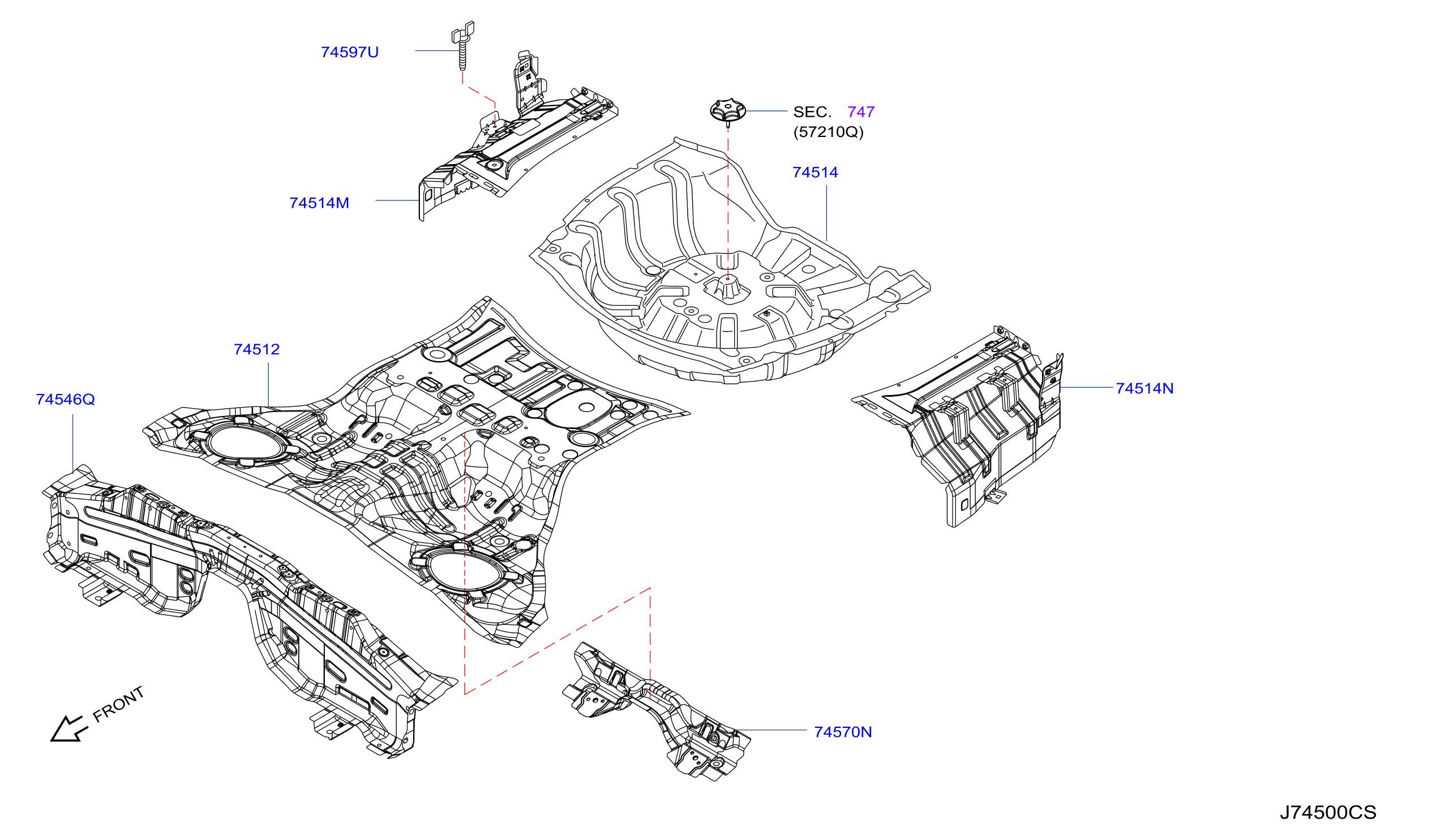 Diagram FLOOR PANEL (REAR) for your 1995 INFINITI