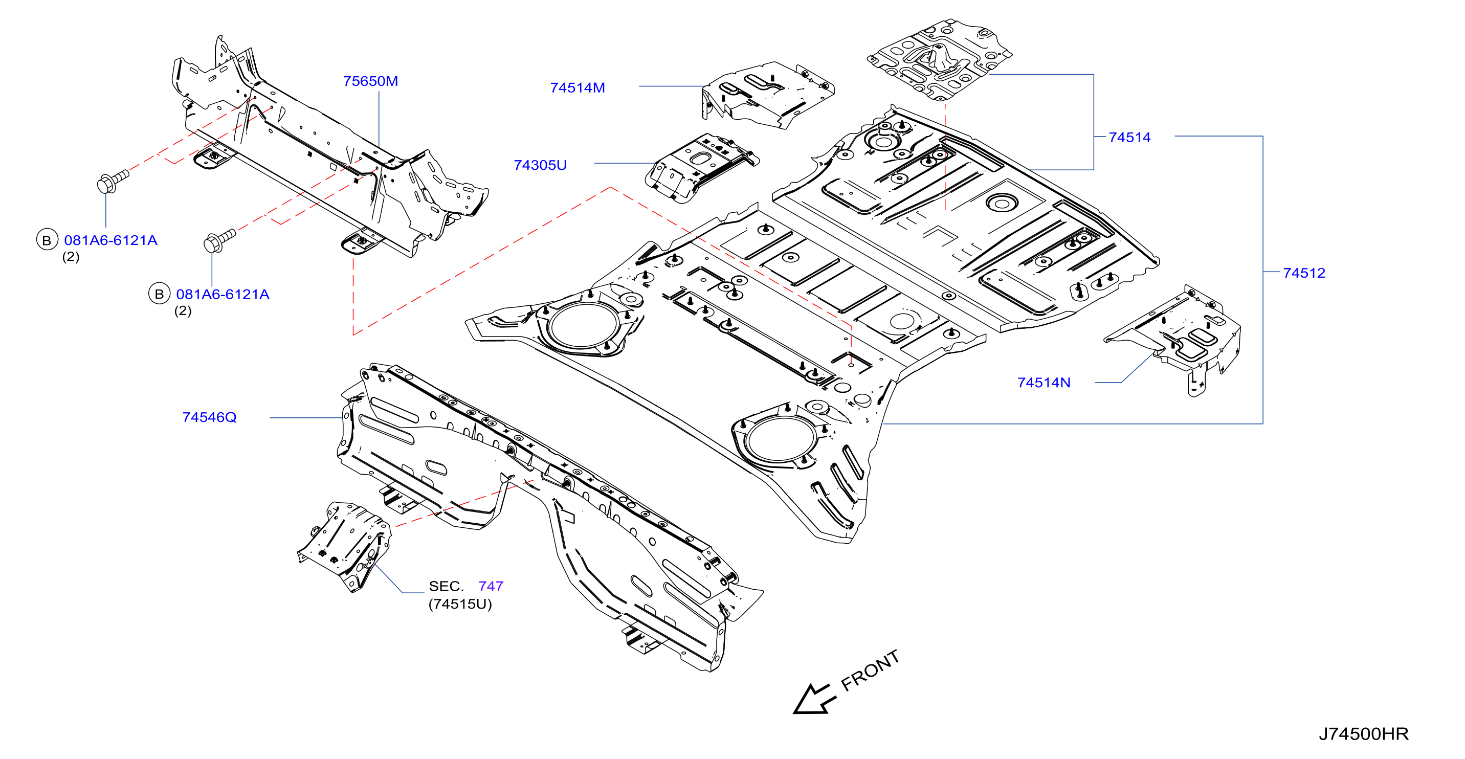 Diagram FLOOR PANEL (REAR) for your Nissan Z  