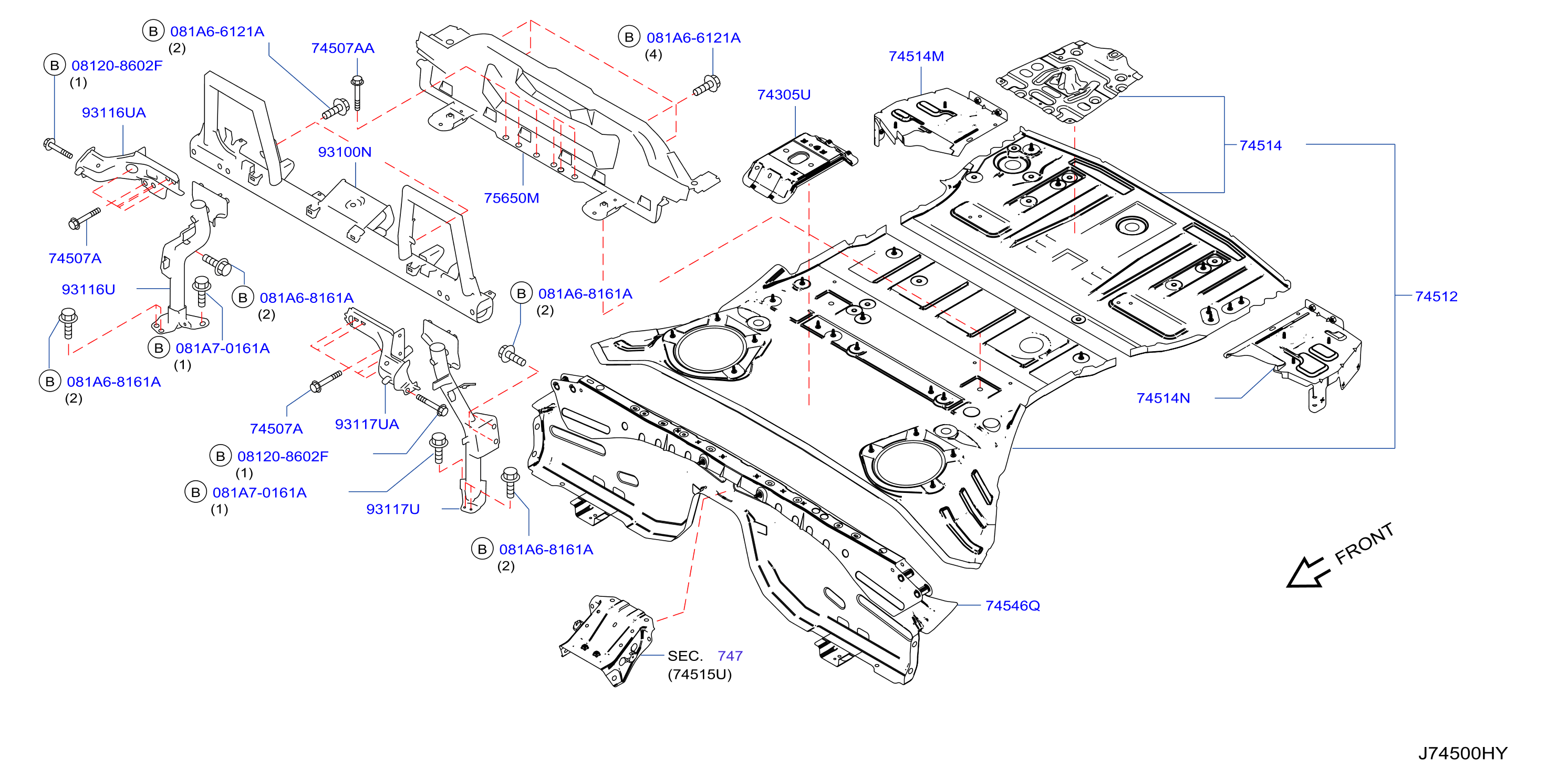 Diagram FLOOR PANEL (REAR) for your Nissan Z  