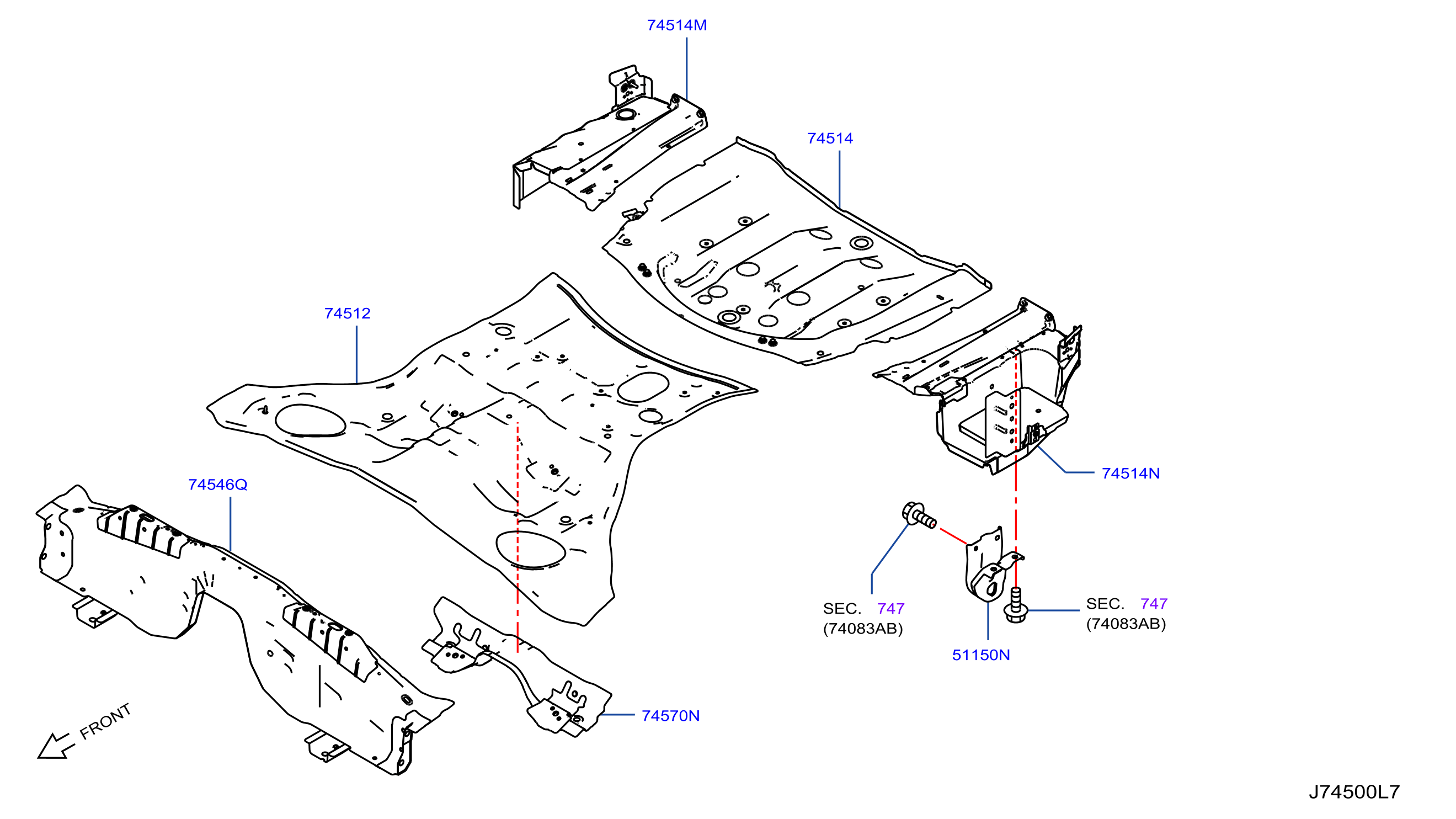 Diagram FLOOR PANEL (REAR) for your 2011 INFINITI FX35   