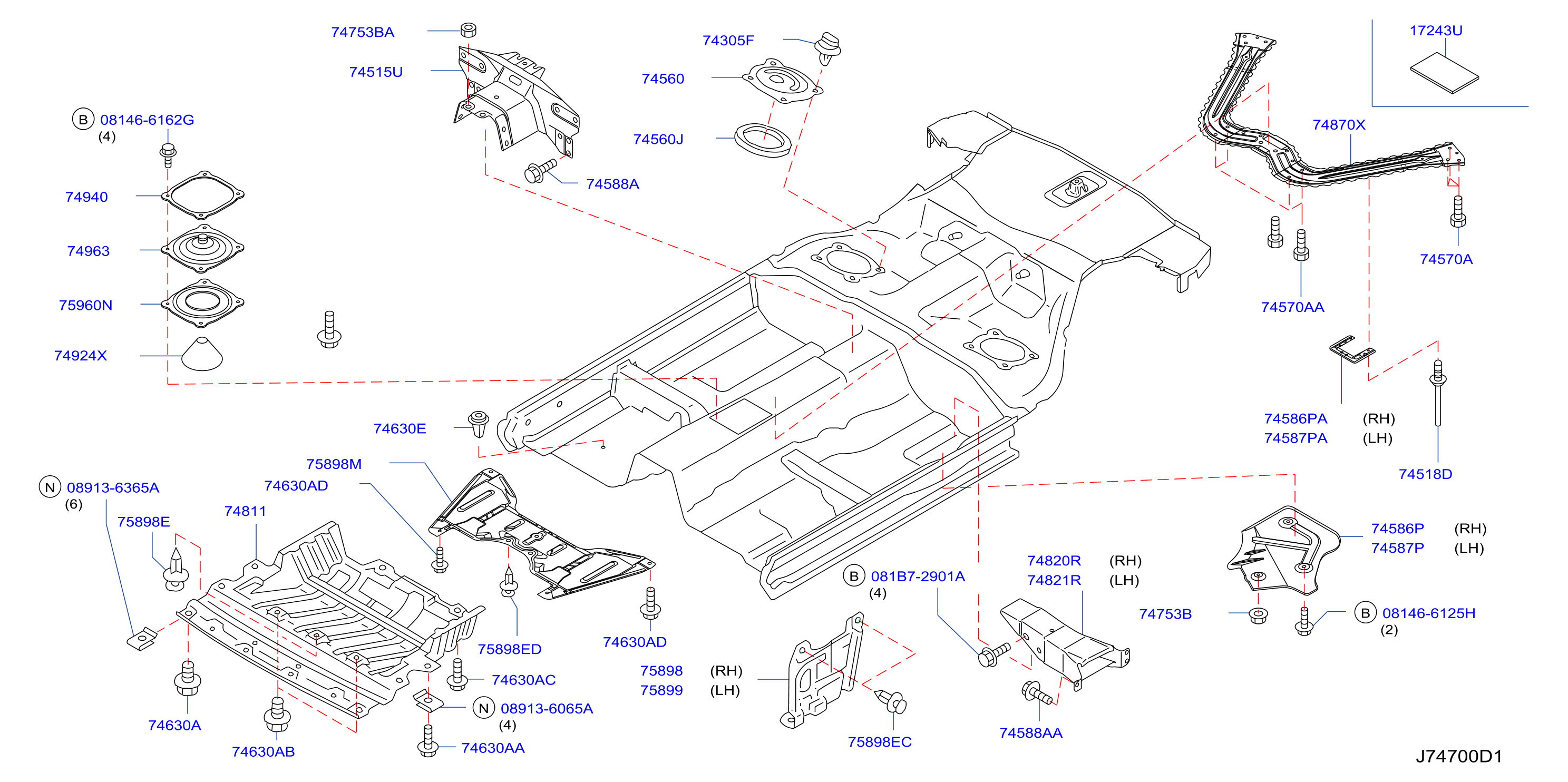 Diagram FLOOR FITTING for your 2003 INFINITI G35  SEDAN SPORT 