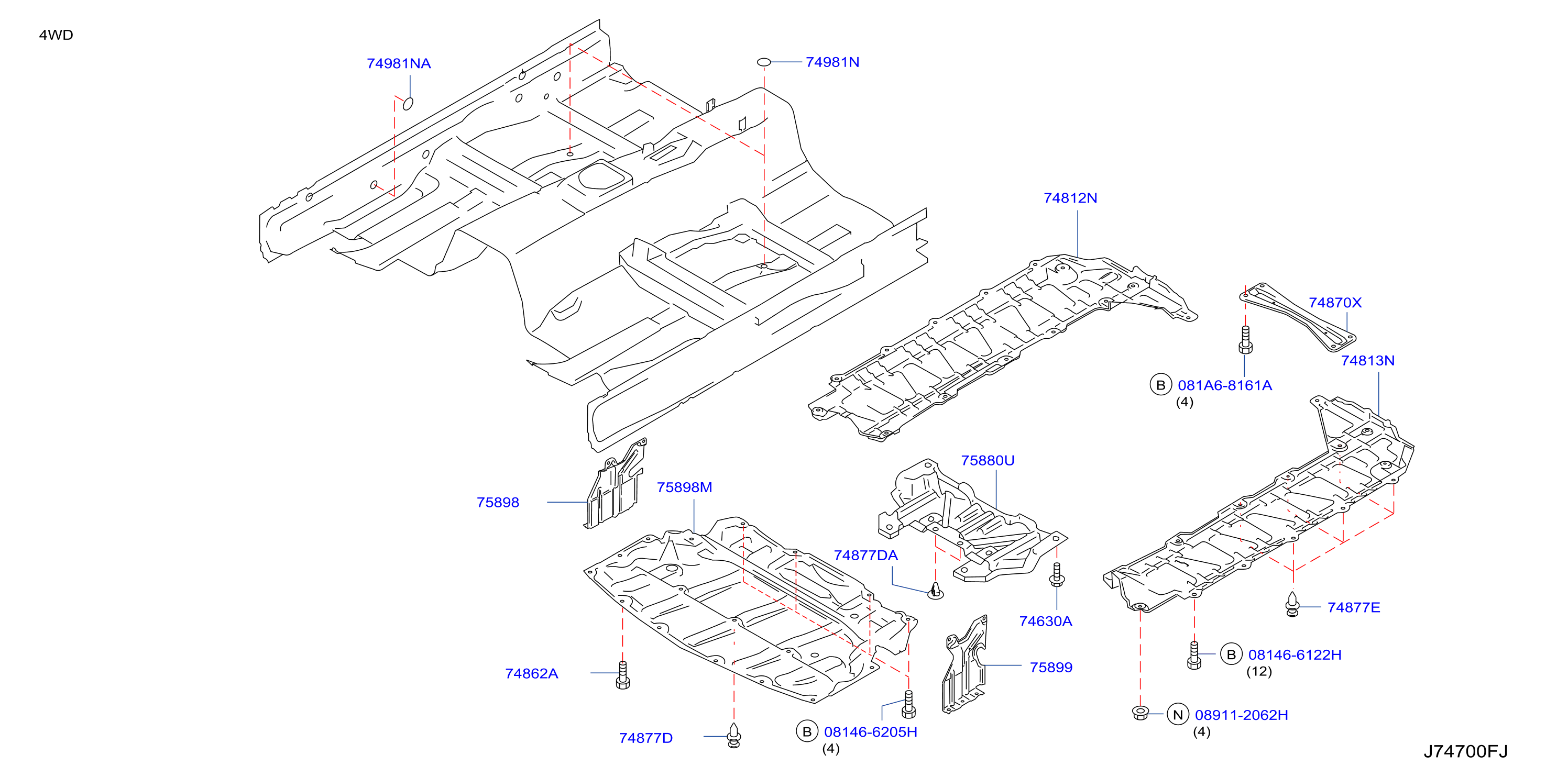 Diagram PARTES DE FIJACIÓN DEL PISO for your 2019 INFINITI QX60   