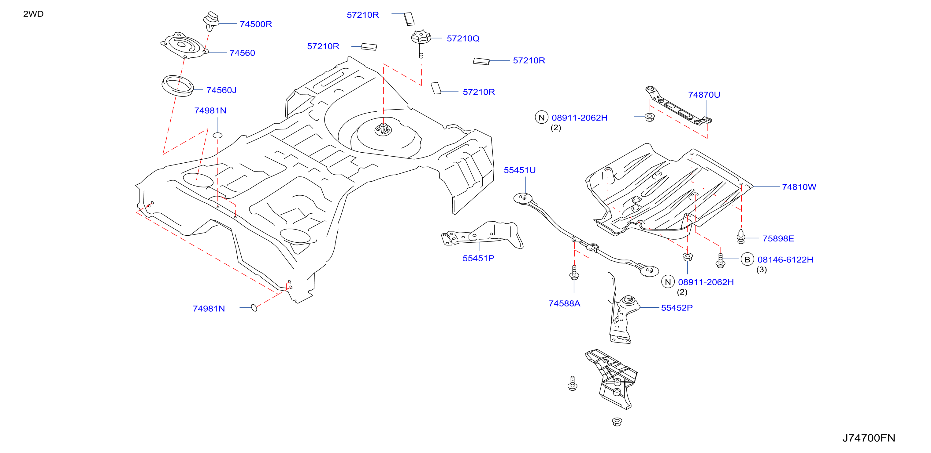 Diagram PARTES DE FIJACIÓN DEL PISO for your 2019 INFINITI QX60   