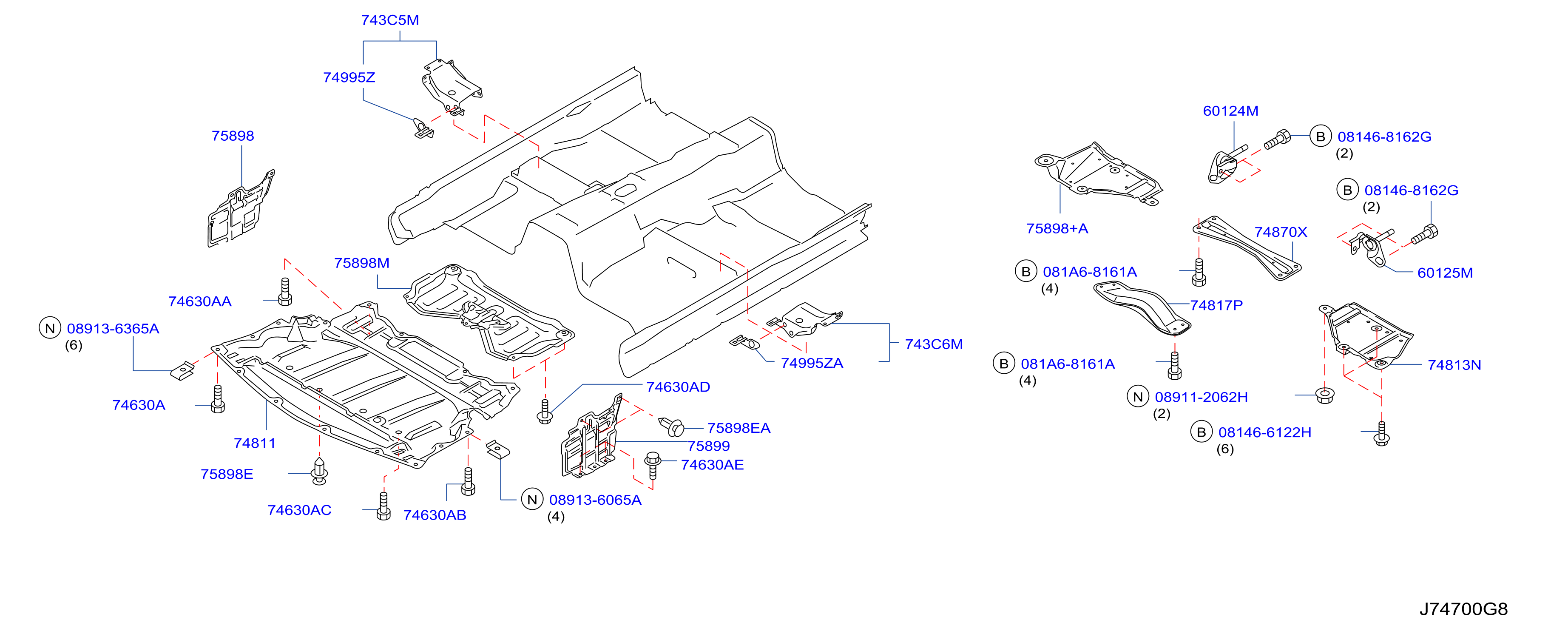 Diagram FLOOR FITTING for your 2008 INFINITI M35  SEDAN BASE 
