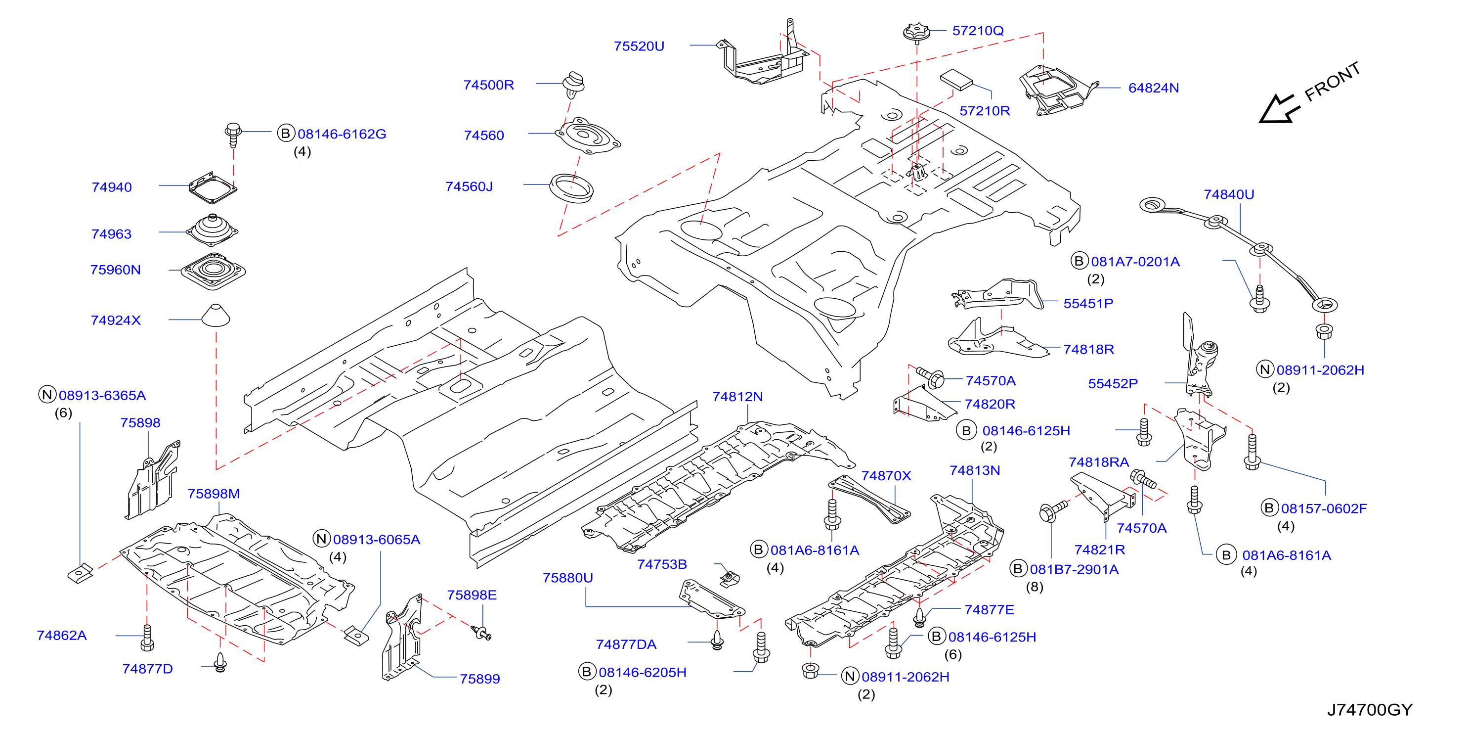 Diagram FLOOR FITTING for your 2009 INFINITI G37X   