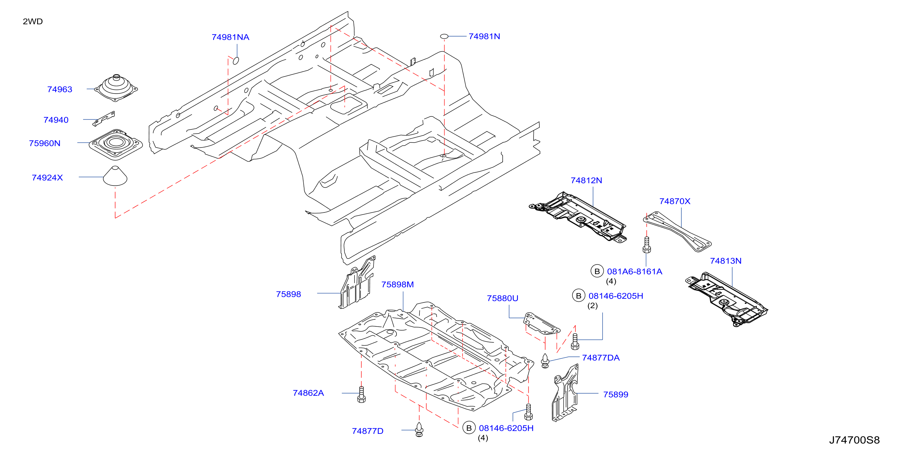 Diagram FLOOR FITTING for your 2007 INFINITI G35 3.5L V6 MT 2WD SEDAN SPORT 