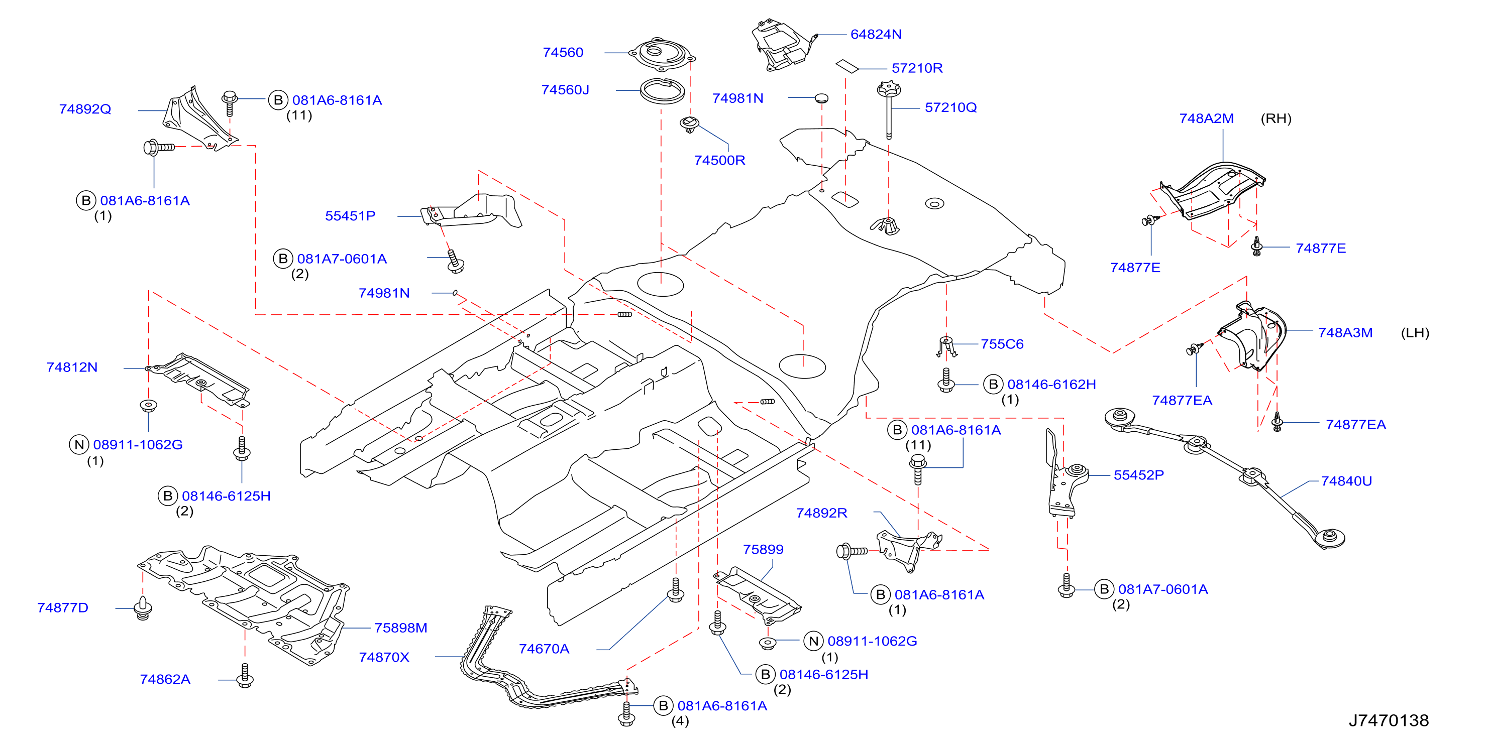 Diagram FLOOR FITTING for your 2007 INFINITI Q60   
