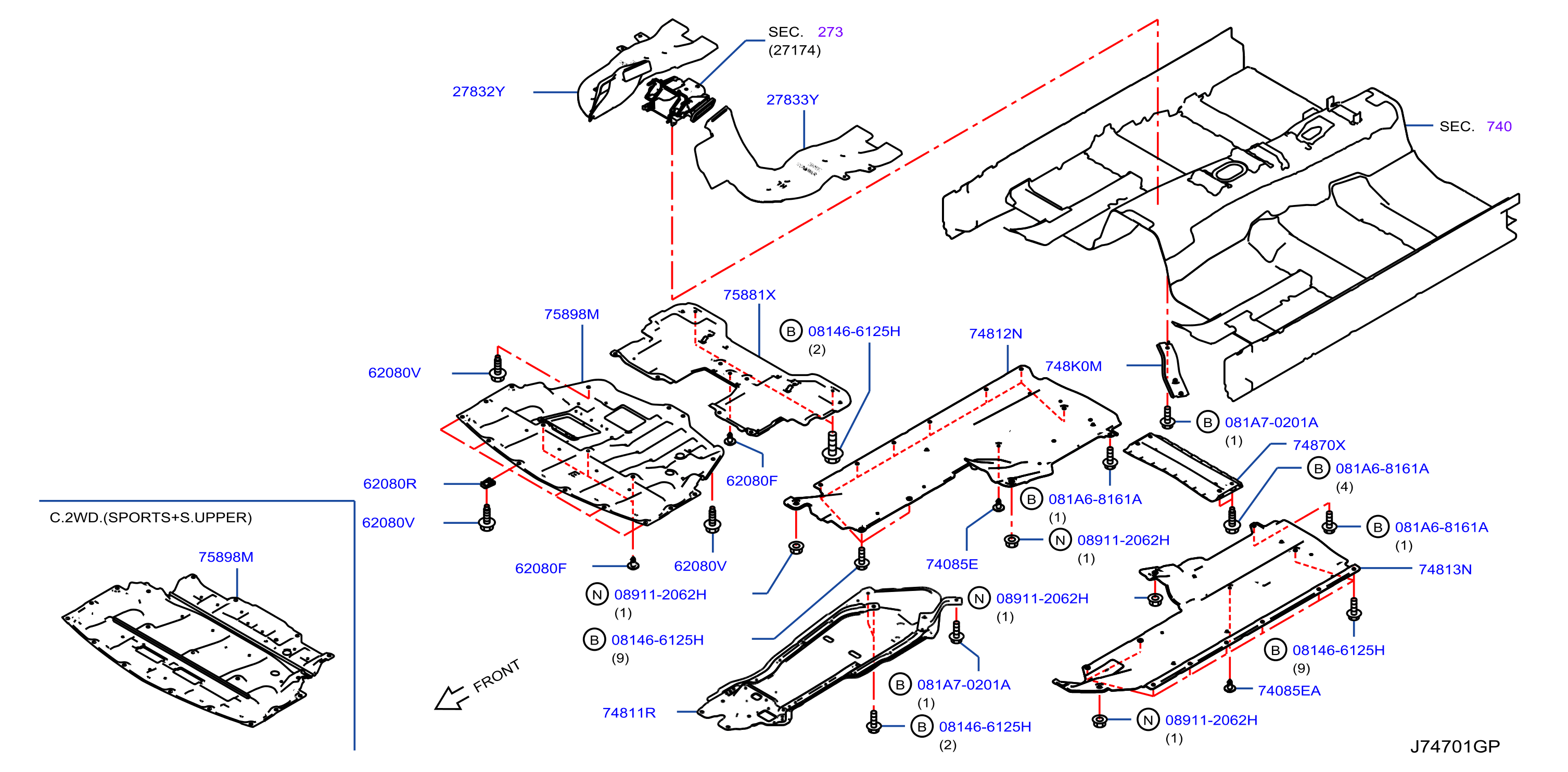 Diagram PARTES DE FIJACIÓN DEL PISO for your 2018 INFINITI QX50   