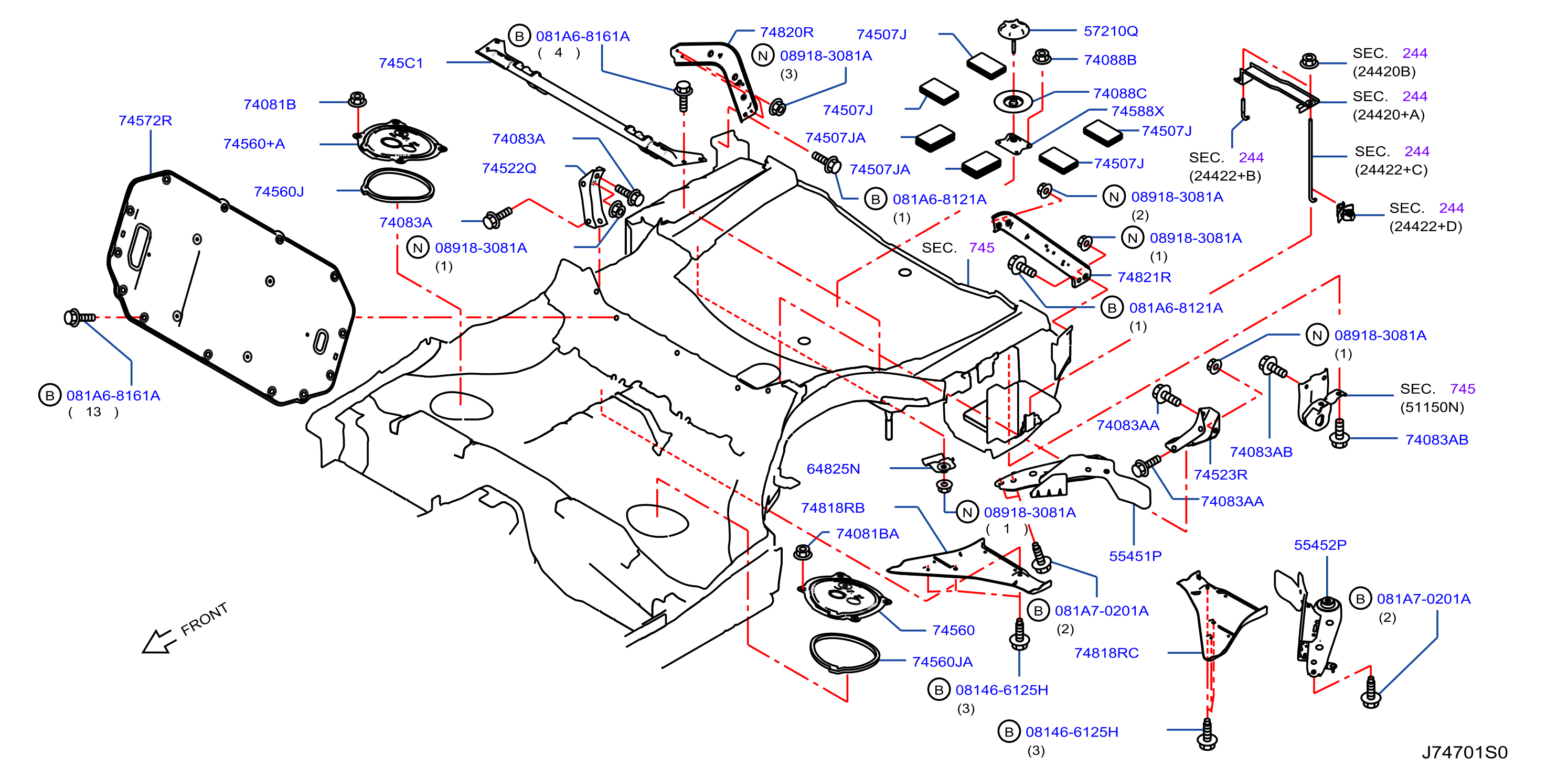 Diagram FLOOR FITTING for your 2008 INFINITI M45  SEDAN SPORTEC 