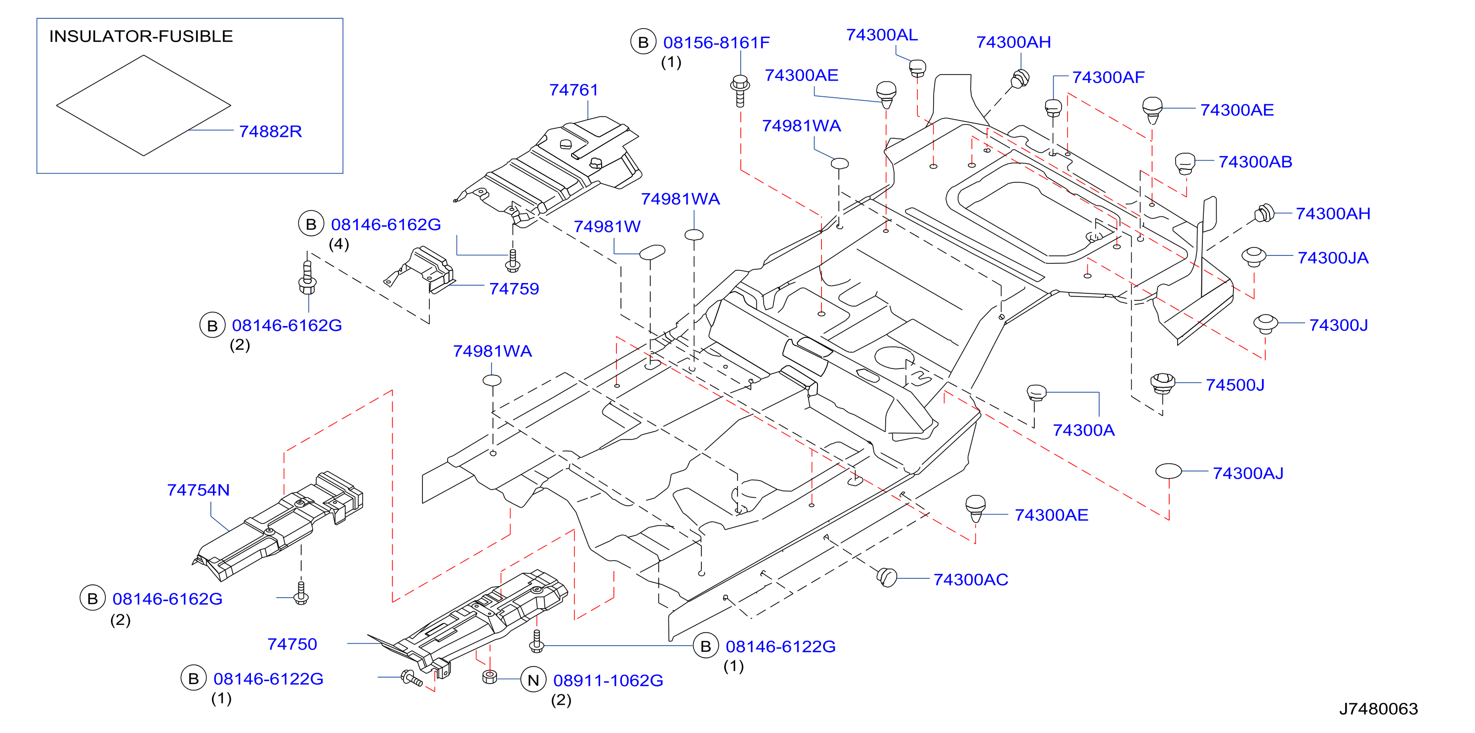 Diagram FLOOR FITTING for your 1999 INFINITI QX4   