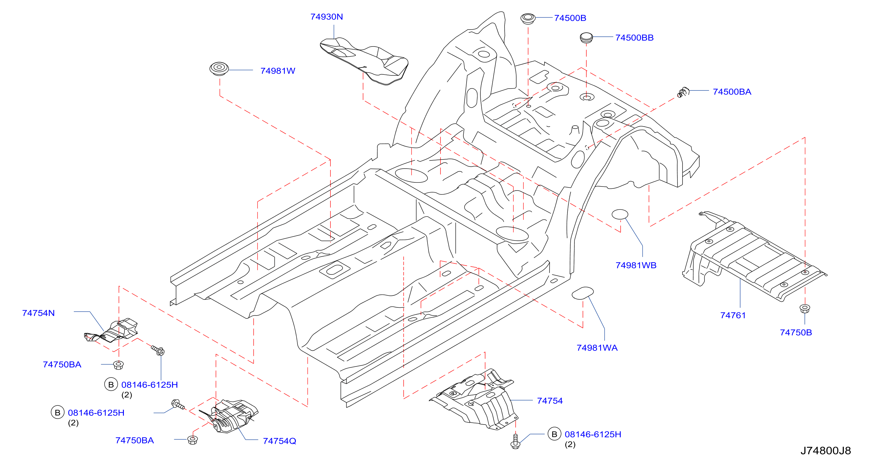 Diagram FLOOR FITTING for your 2003 INFINITI M45   